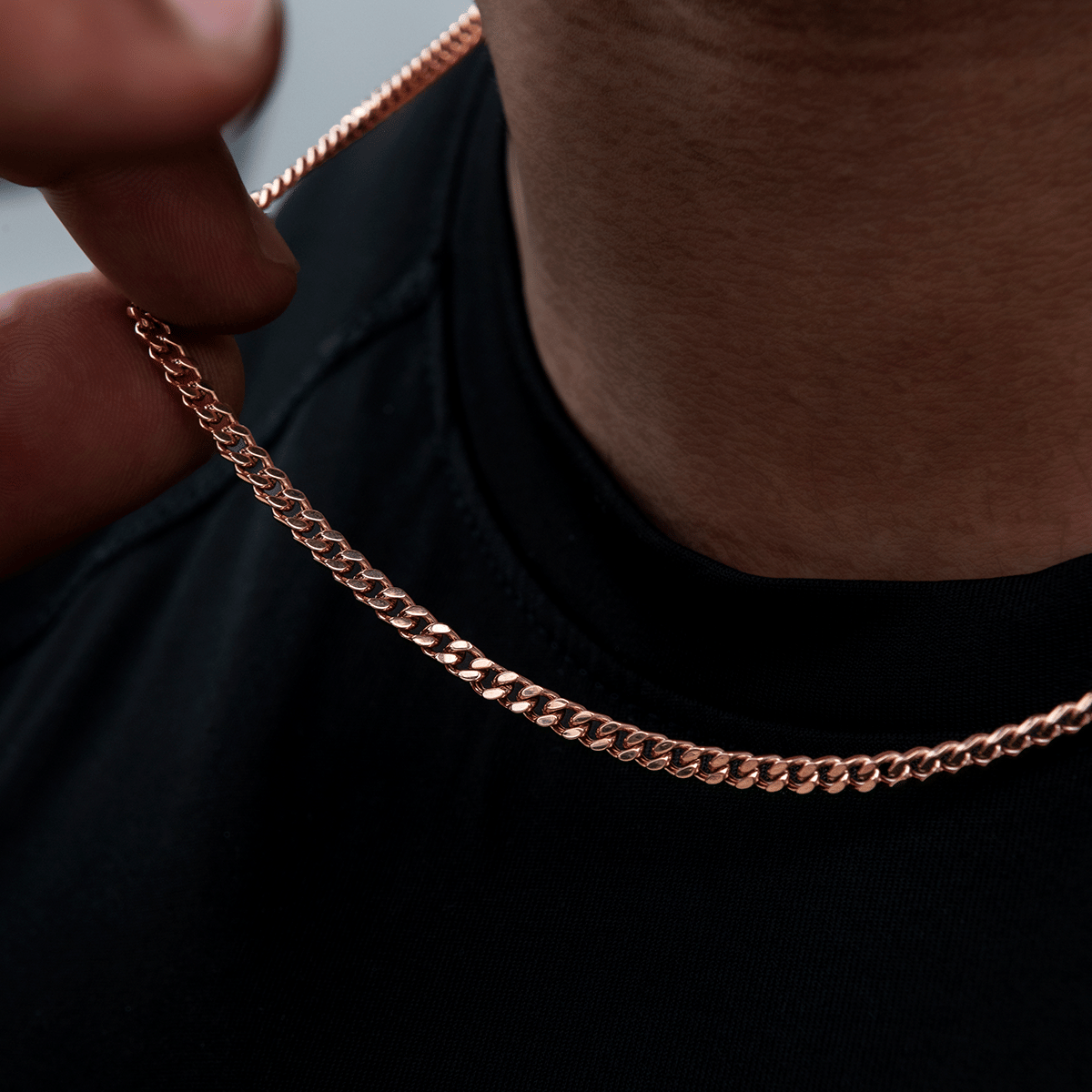 GLD Men Micro Cuban Chain in Rose Gold - 3 mm
