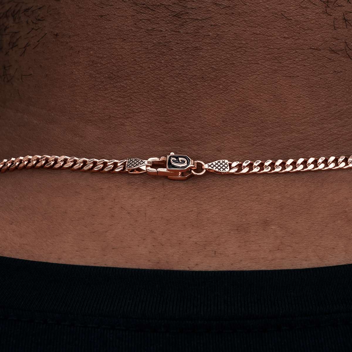 GLD Men Micro Cuban Chain in Rose Gold - 3 mm