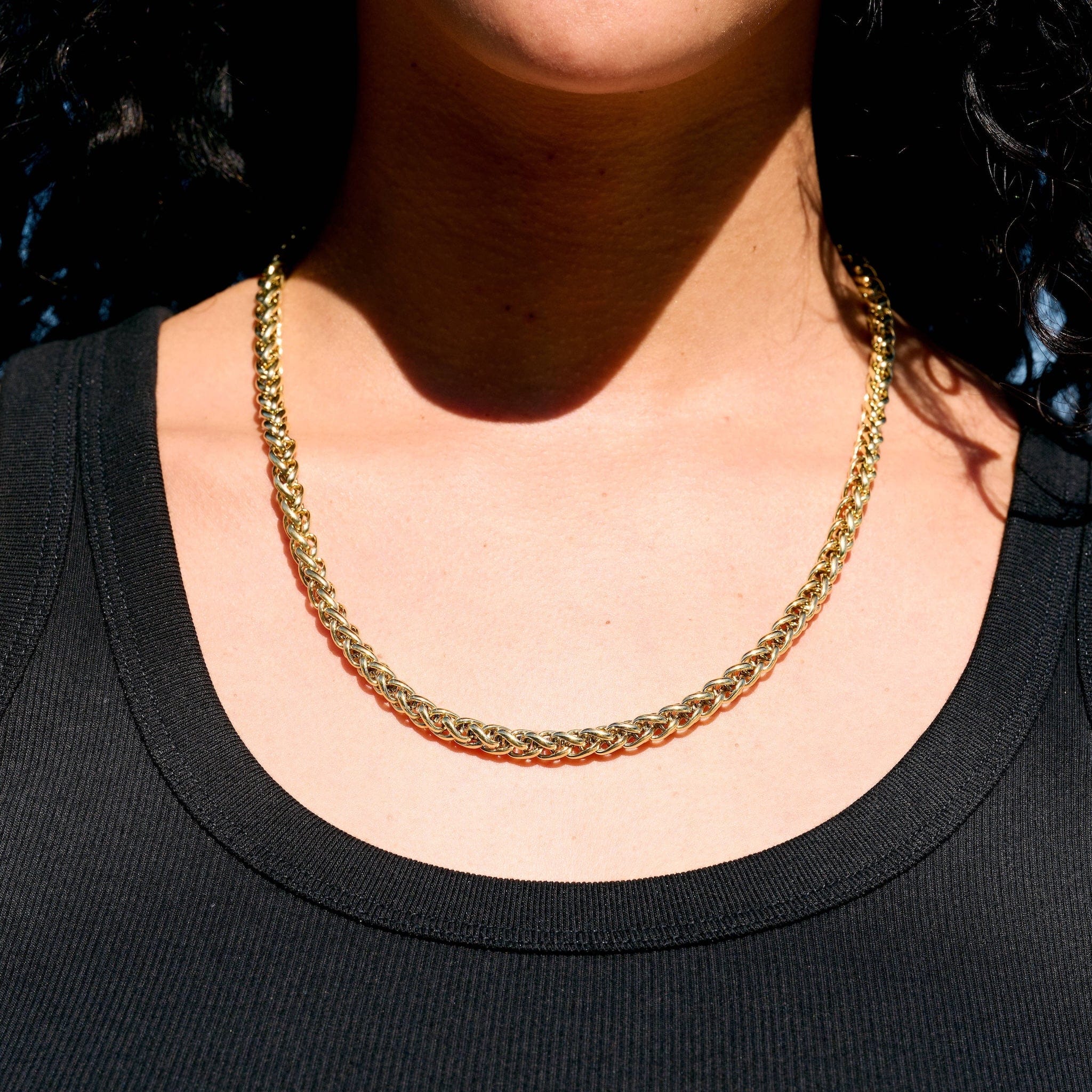 GLD Women Palm Chain Necklace in Yellow Gold - 6 mm