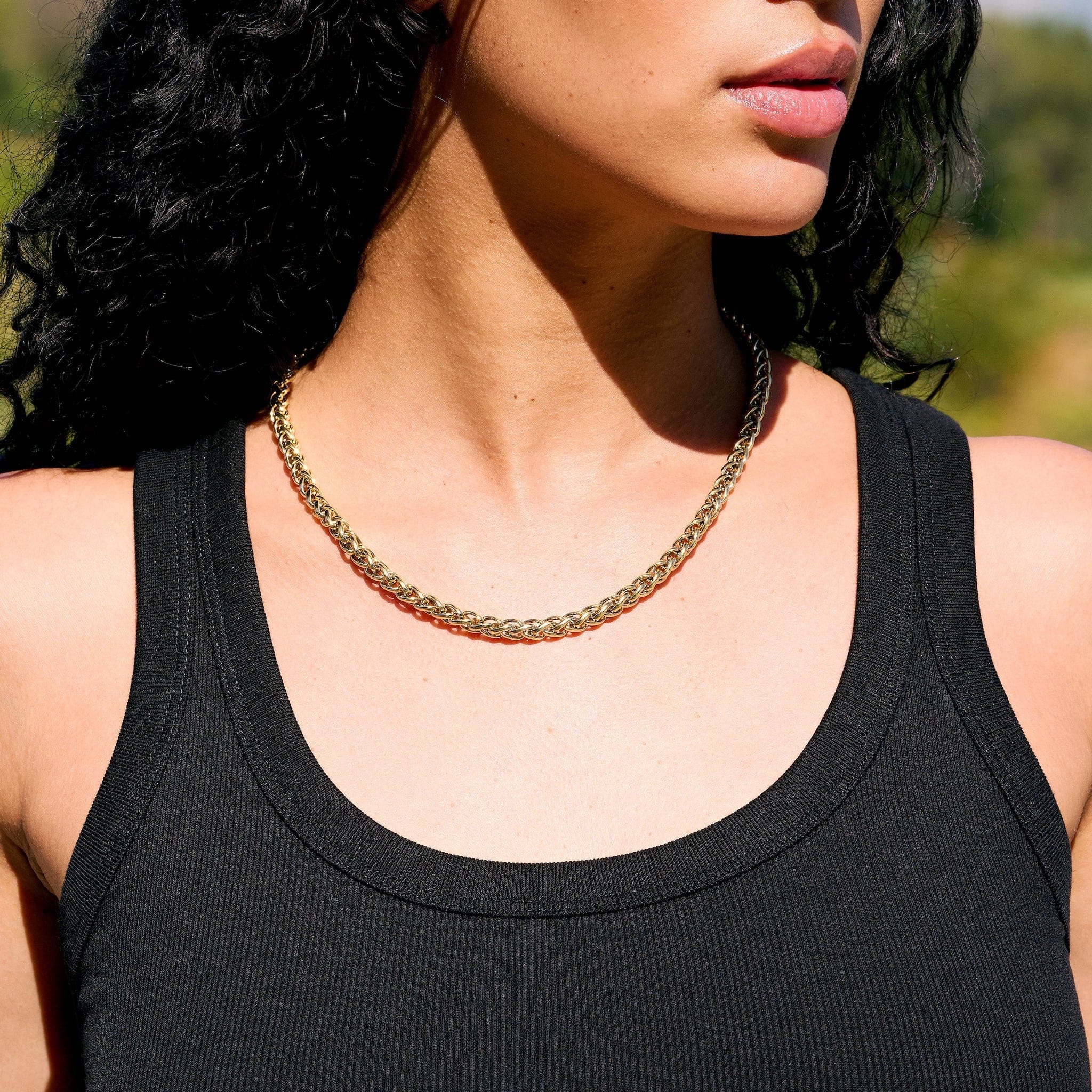 GLD Women Palm Chain Necklace in Yellow Gold - 6 mm