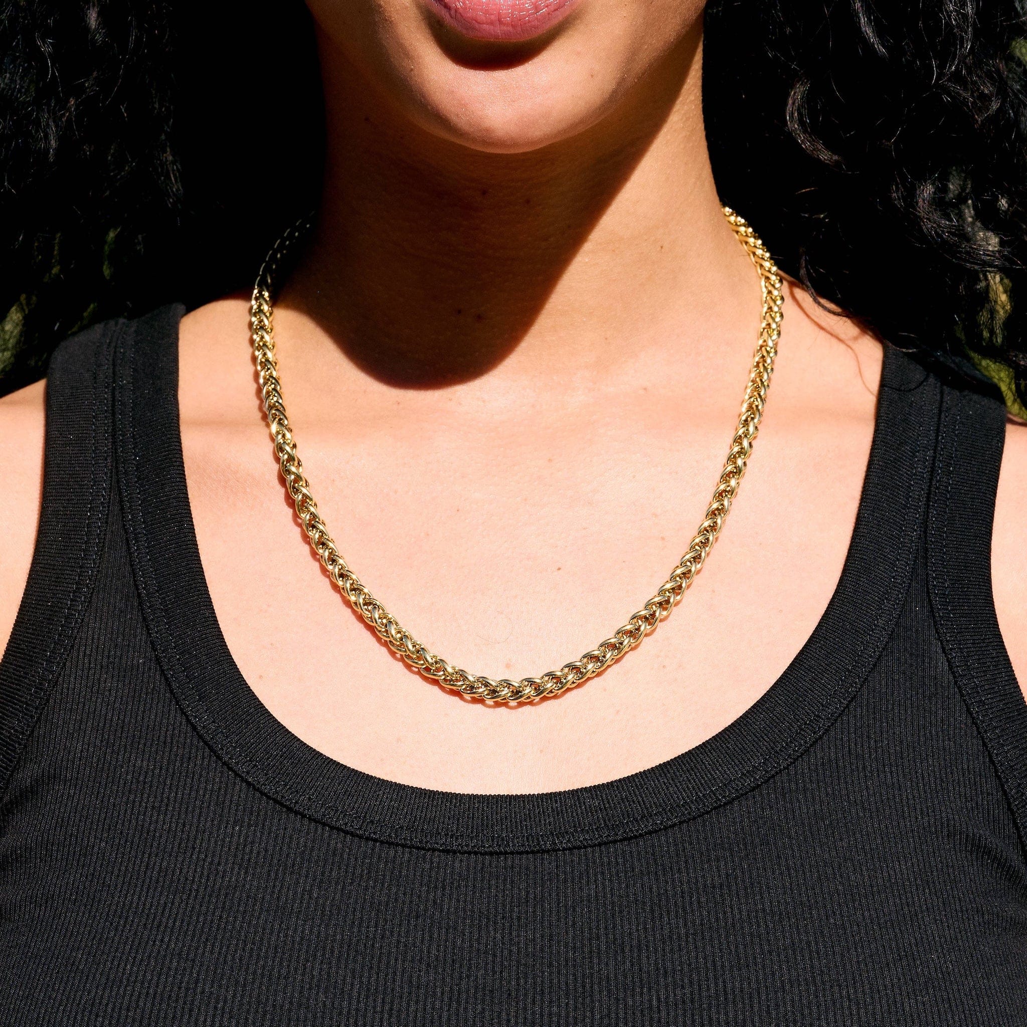 GLD Women Palm Chain Necklace in Yellow Gold - 6 mm