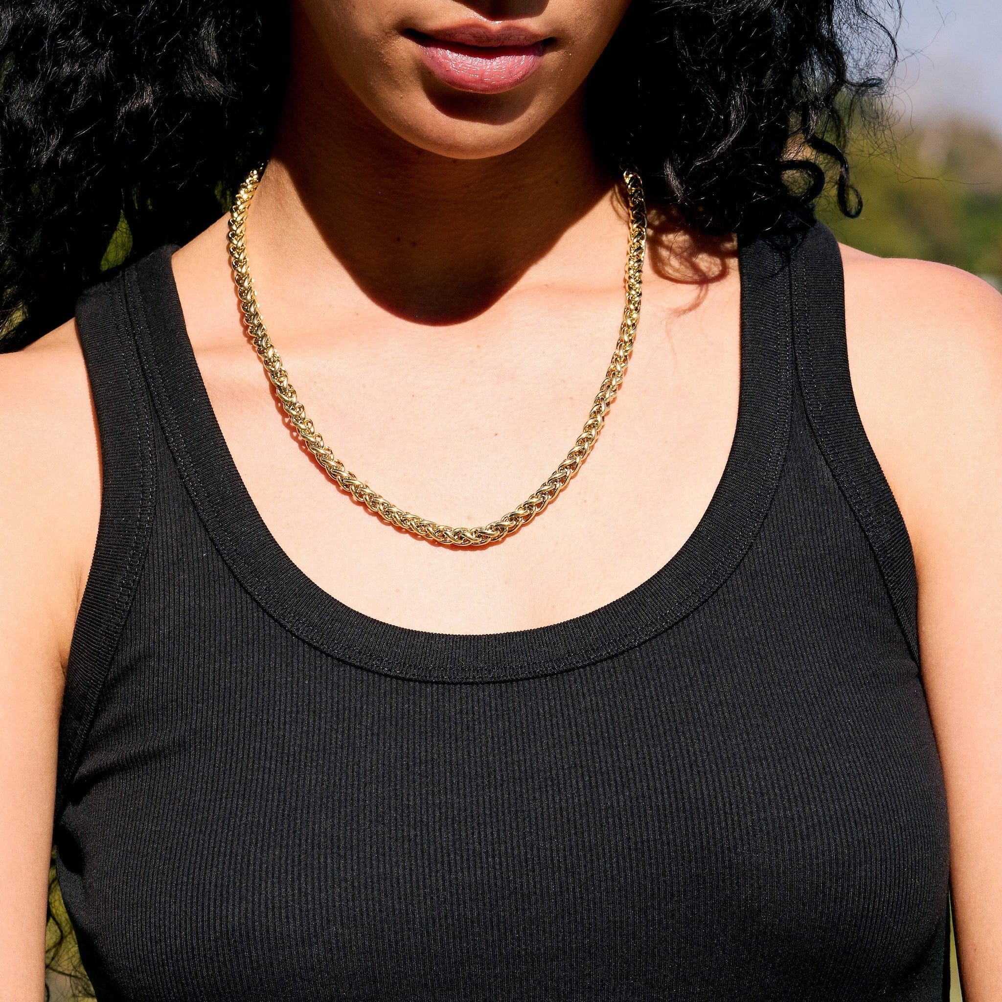 GLD Women Palm Chain Necklace in Yellow Gold - 6 mm