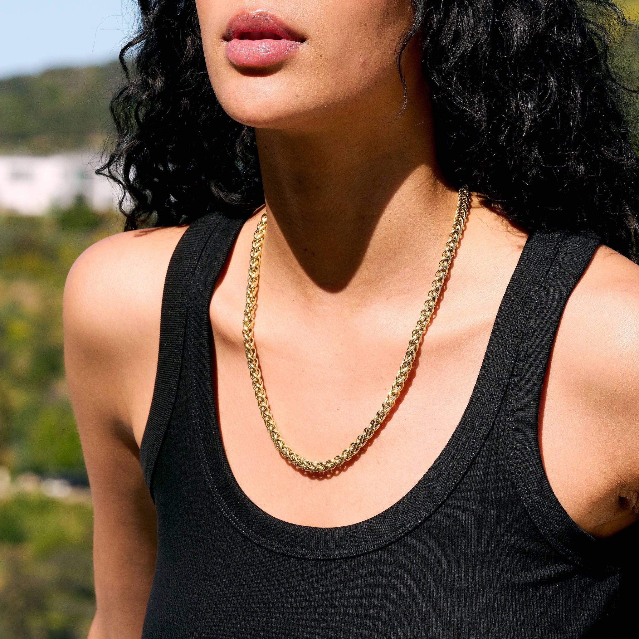 GLD Women Palm Chain Necklace in Yellow Gold - 6 mm