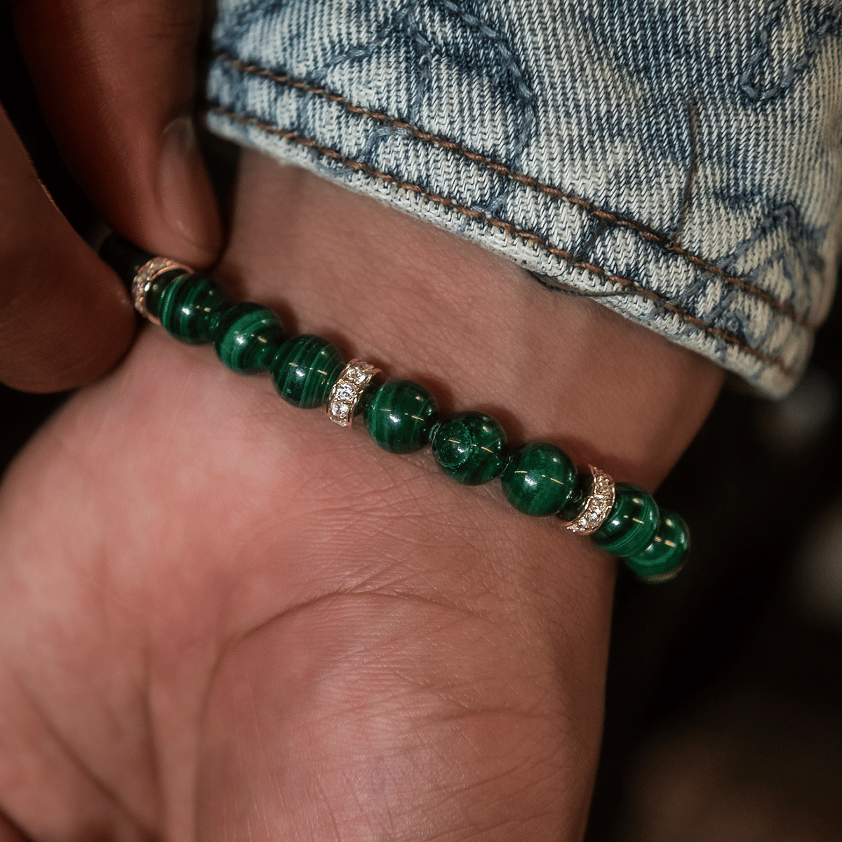 GLD Men Weed Leaf Beaded Bracelet