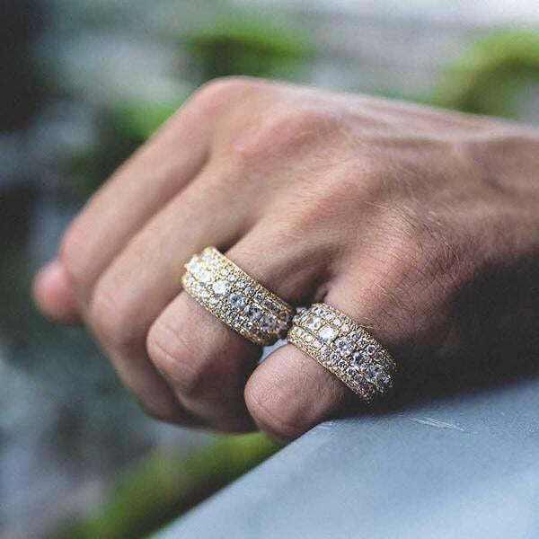 GLD Men 5 Layer Diamond Band Ring in Yellow Gold Vermeil