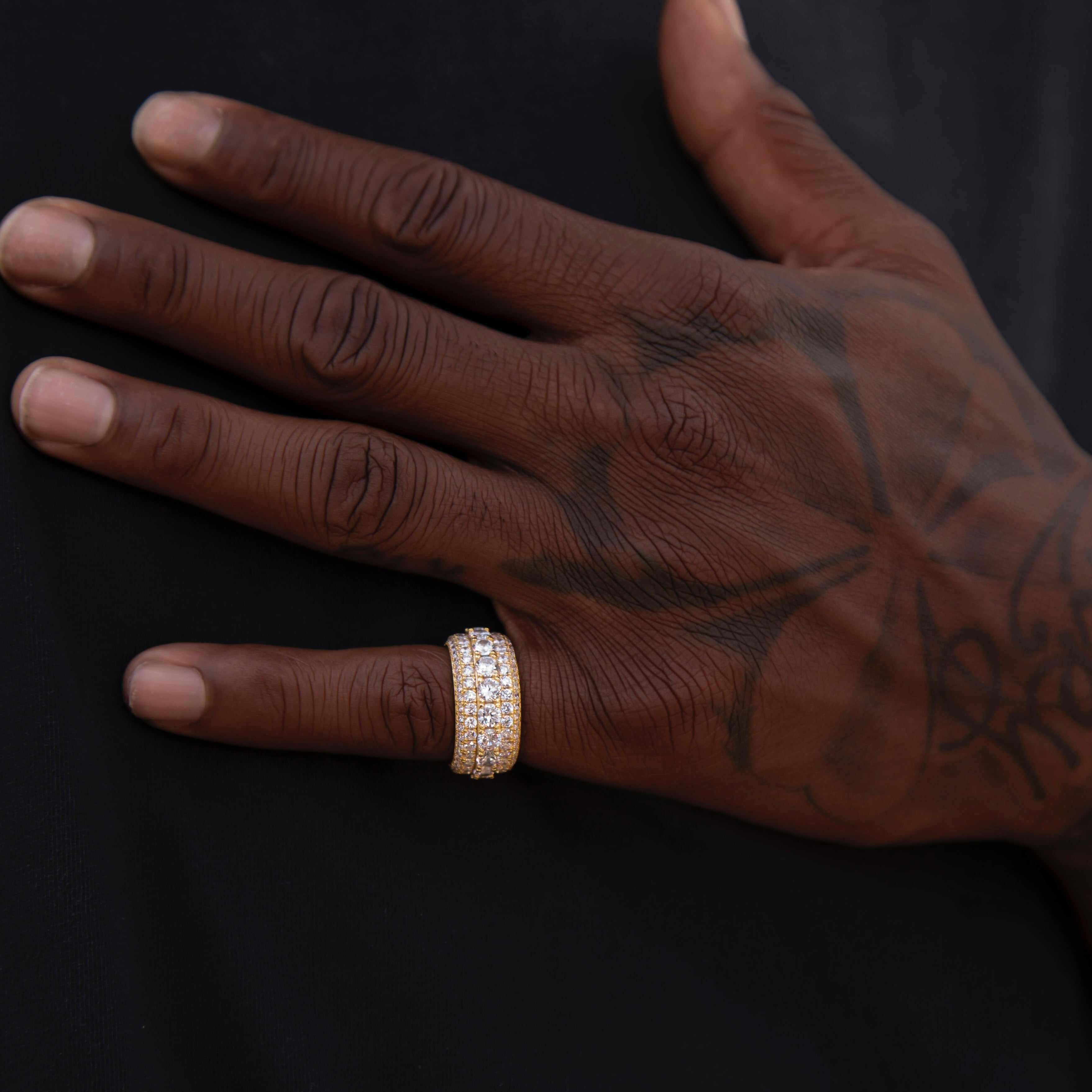 GLD Men 5 Layer Diamond Band Ring in Yellow Gold Vermeil