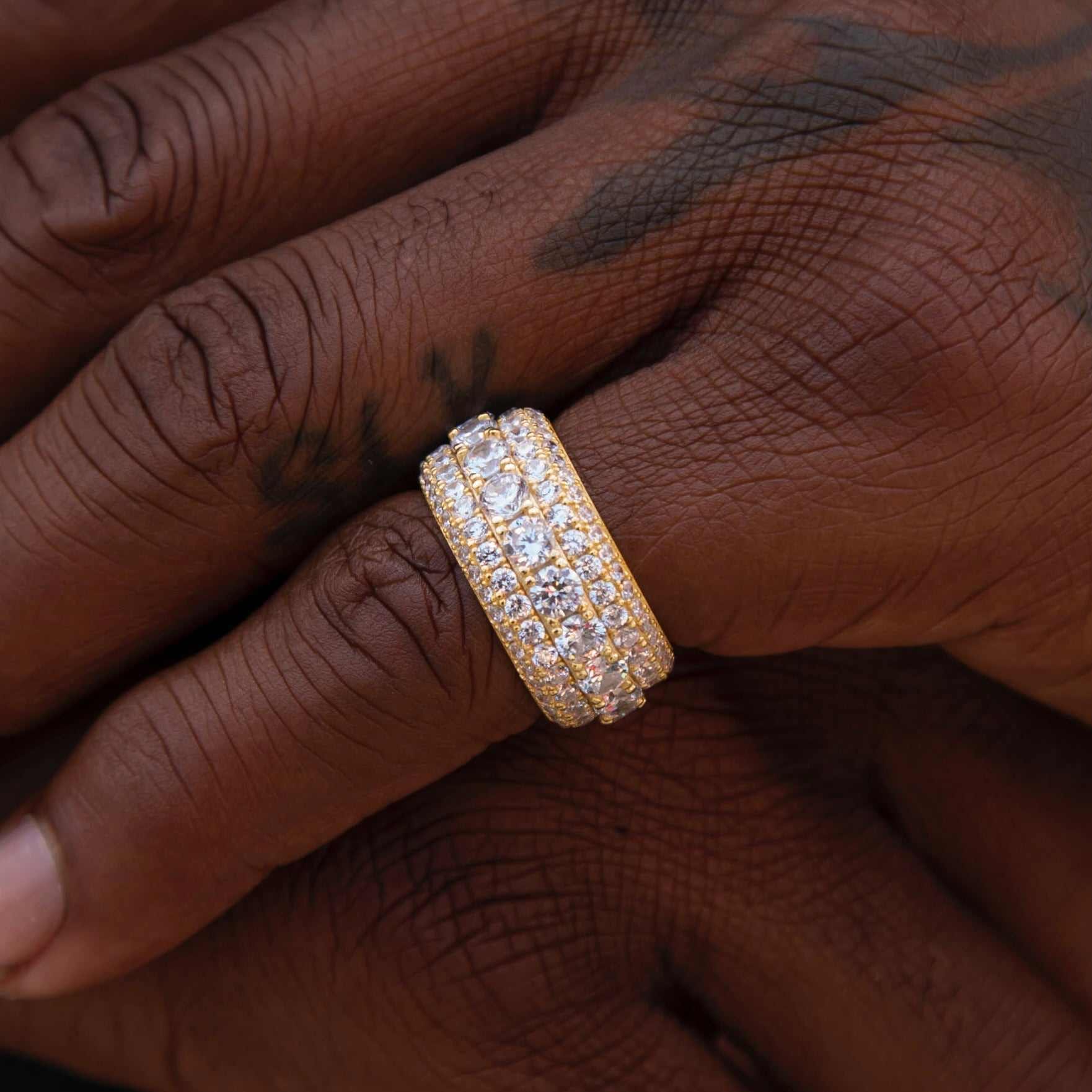 GLD Men 5 Layer Diamond Band Ring in Yellow Gold Vermeil