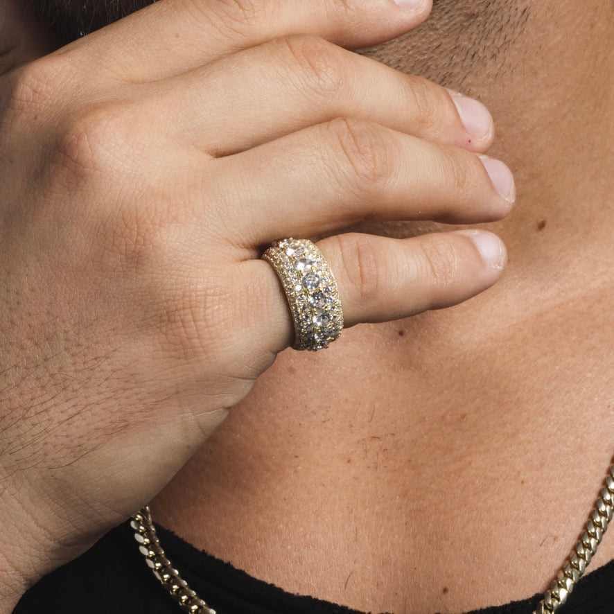 GLD Men 5 Layer Diamond Band Ring in Yellow Gold Vermeil