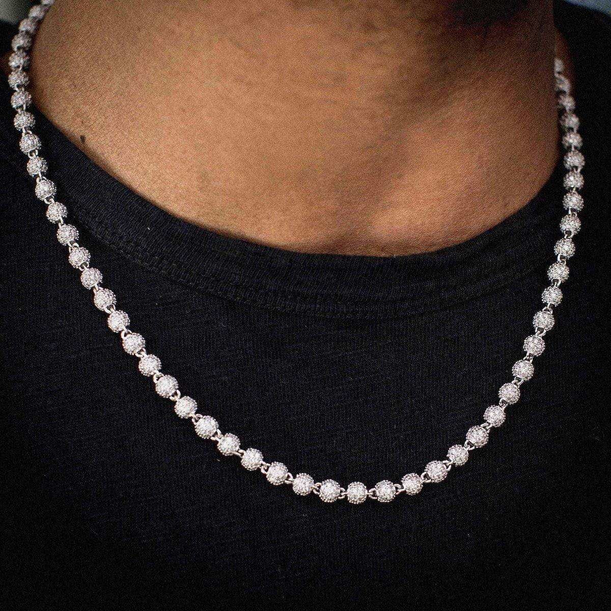 GLD Men Iced Ball Chain in White Gold - 4 mm