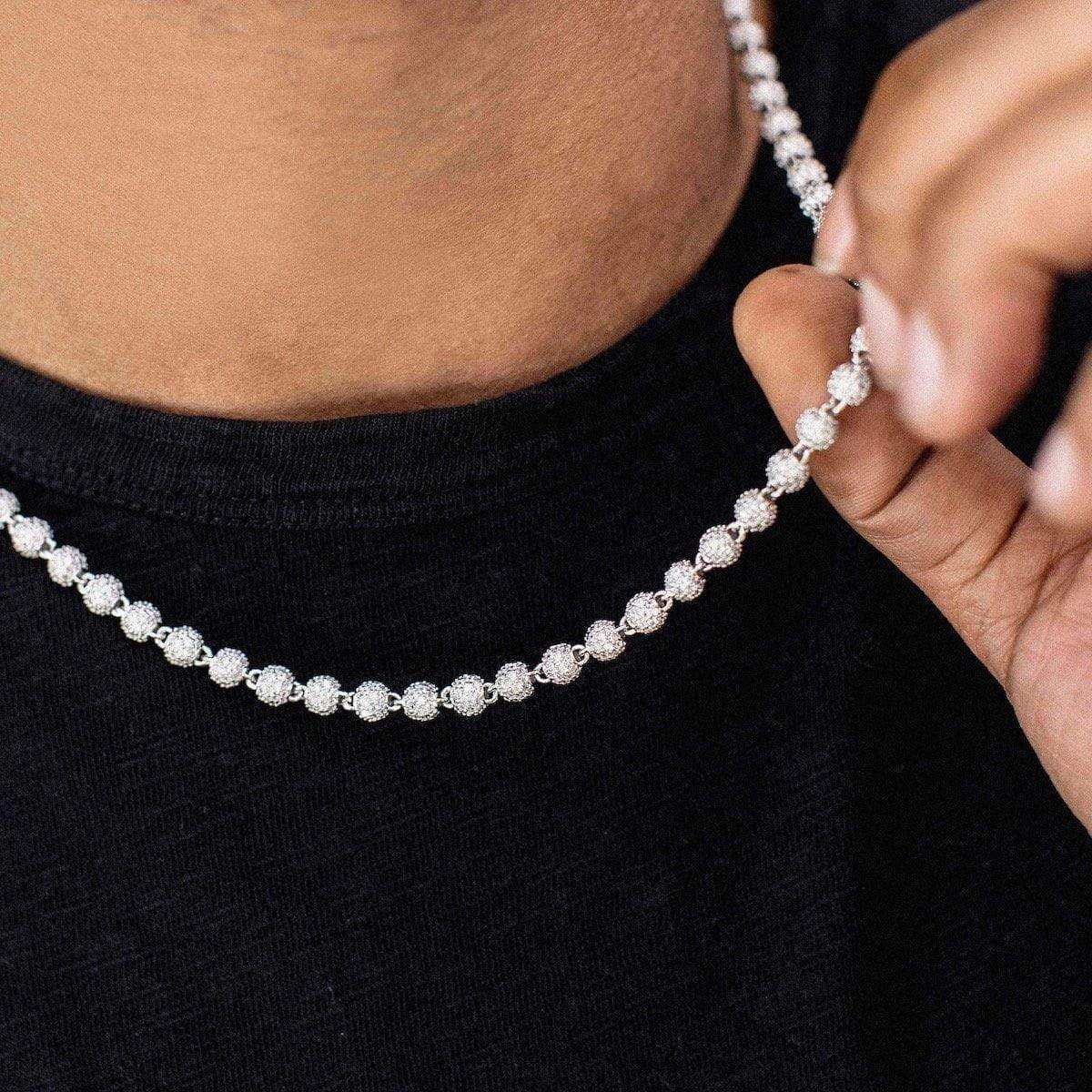 GLD Men Iced Ball Chain in White Gold - 4 mm