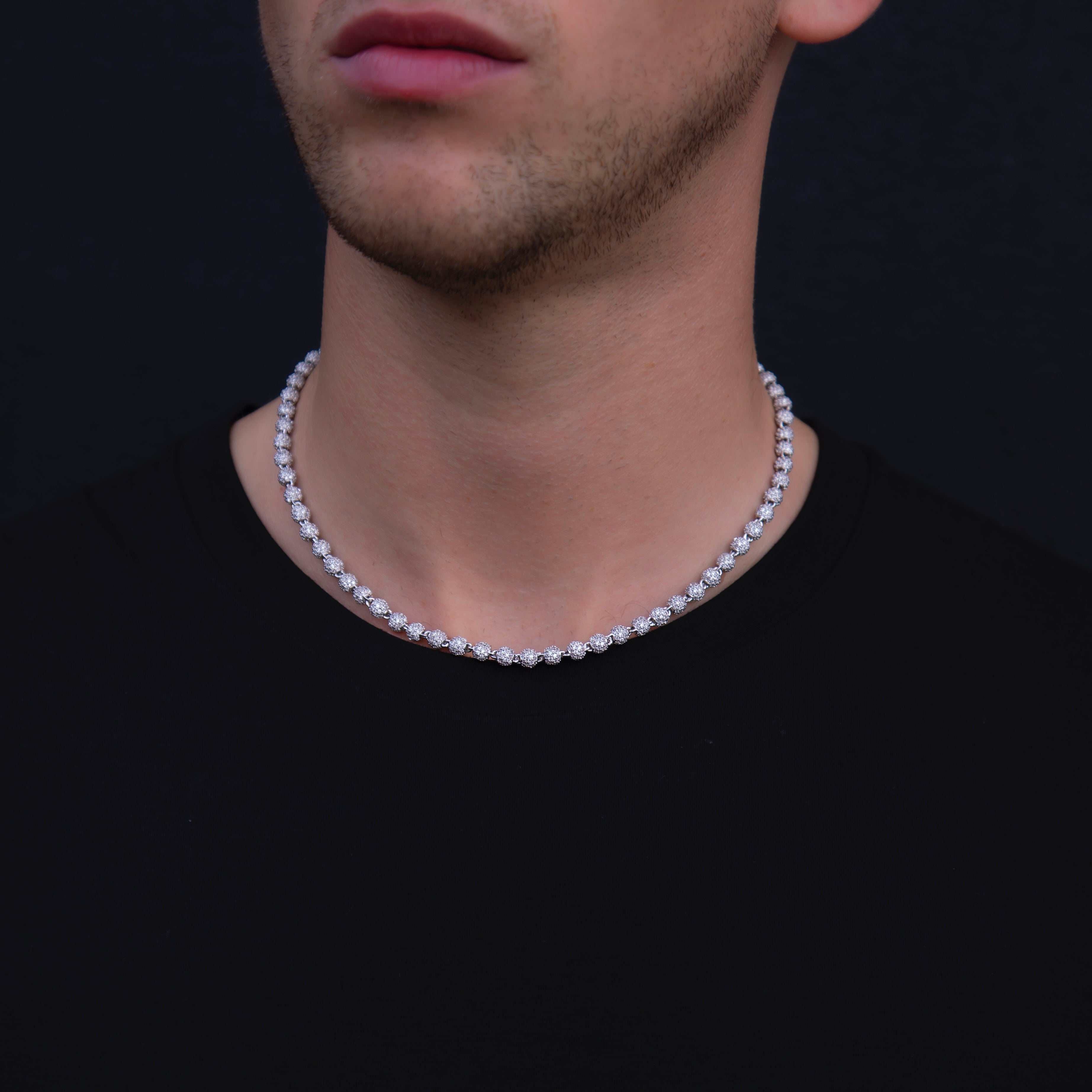 GLD Men Iced Ball Chain in White Gold - 4 mm