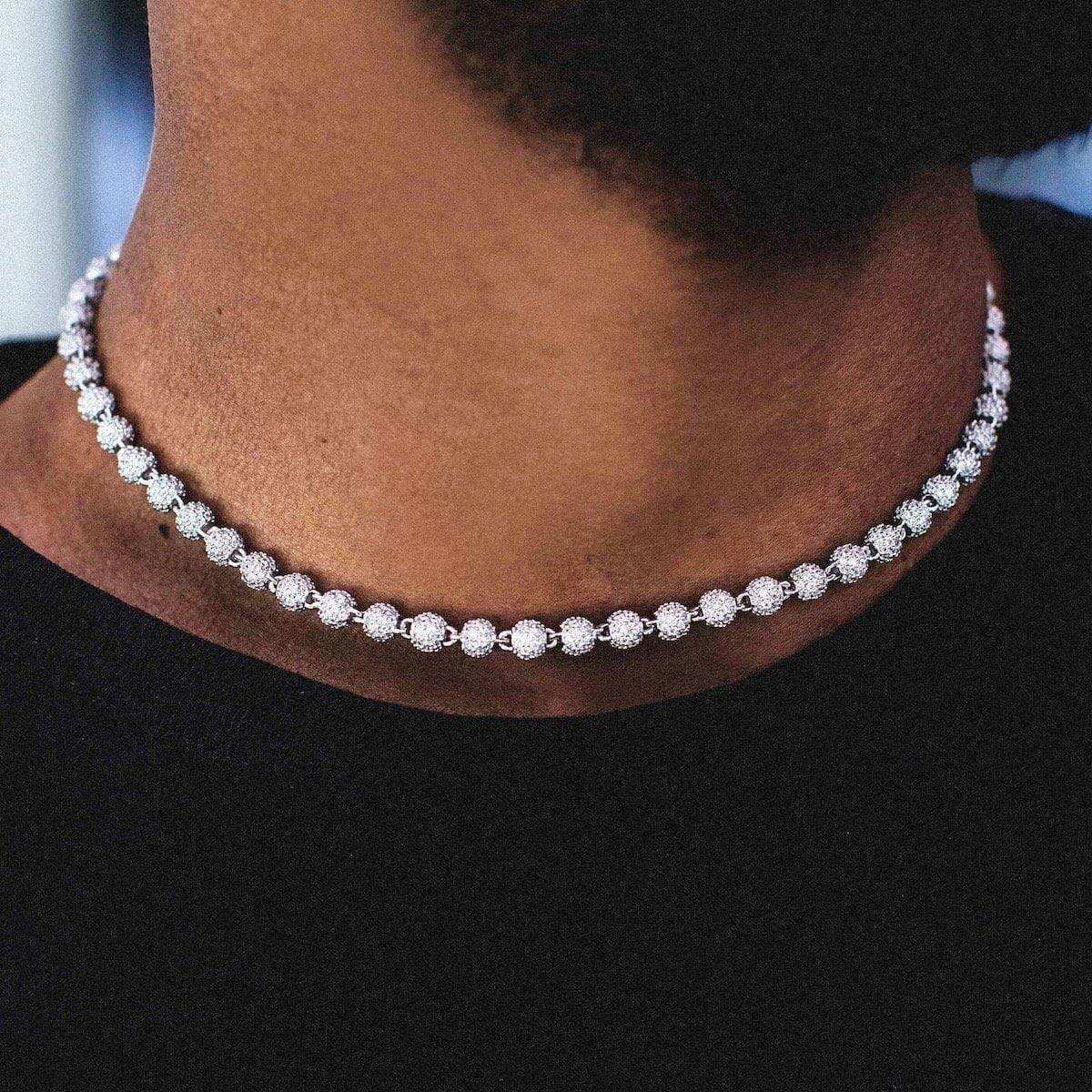 GLD Men Iced Ball Chain in White Gold - 4 mm