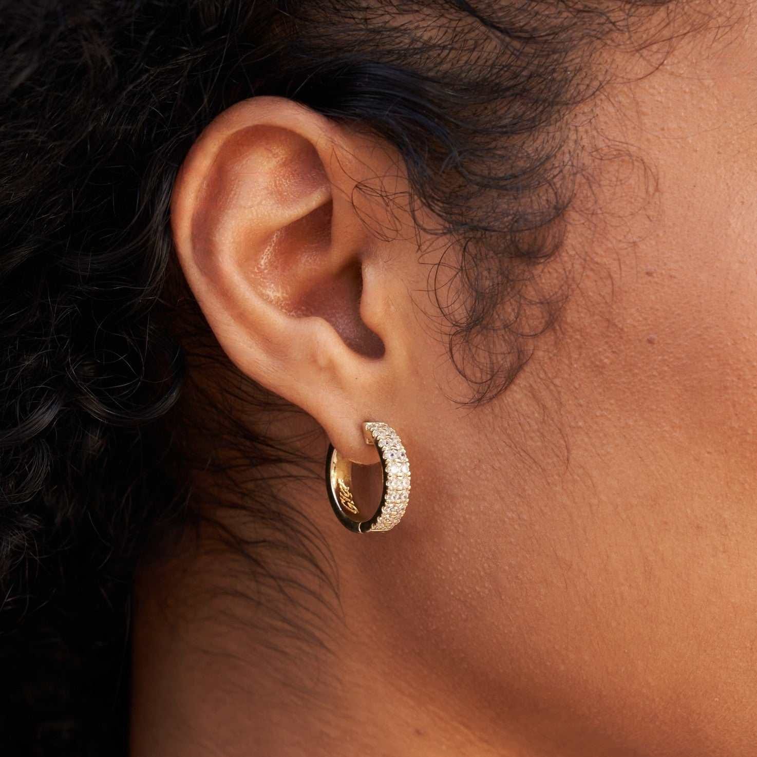 GLD Women Double Row Hoop Earrings in Yellow Gold