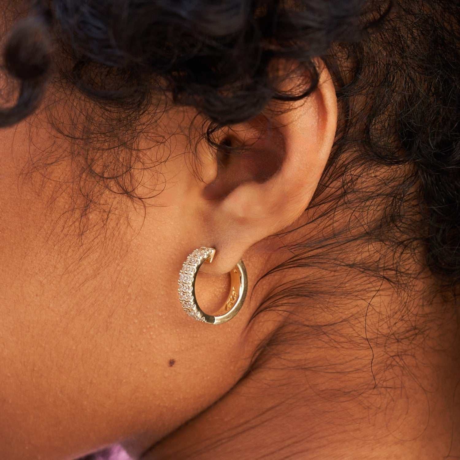 GLD Women Double Row Hoop Earrings in Yellow Gold