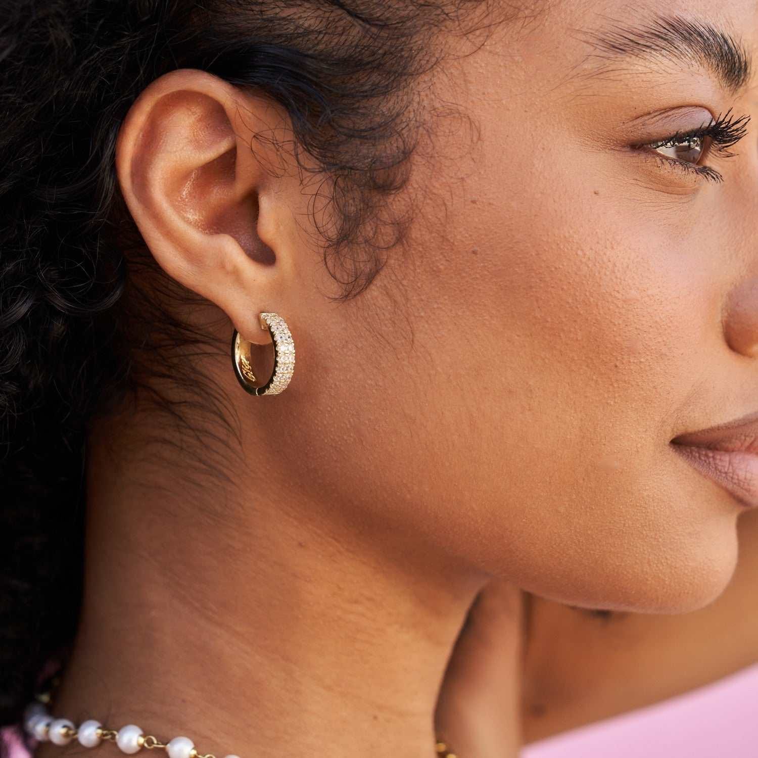 GLD Women Double Row Hoop Earrings in Yellow Gold
