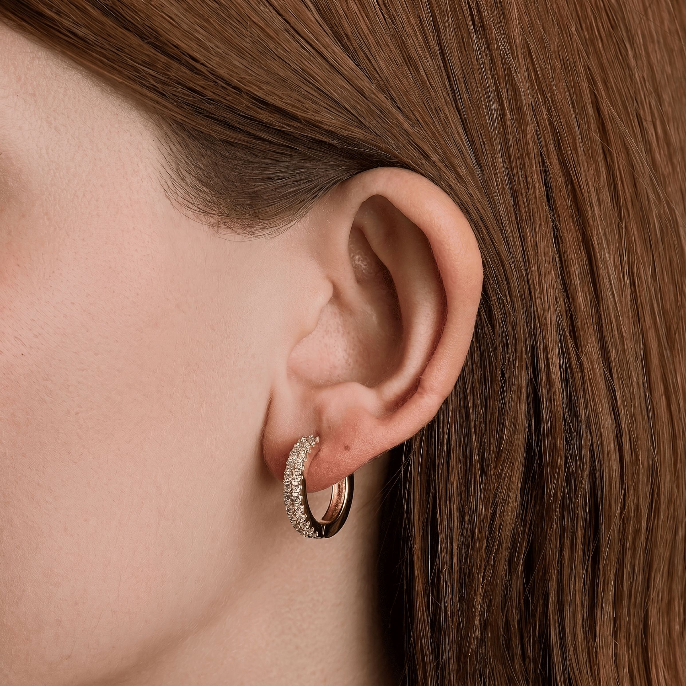 GLD Women Double Row Hoop Earrings in Yellow Gold