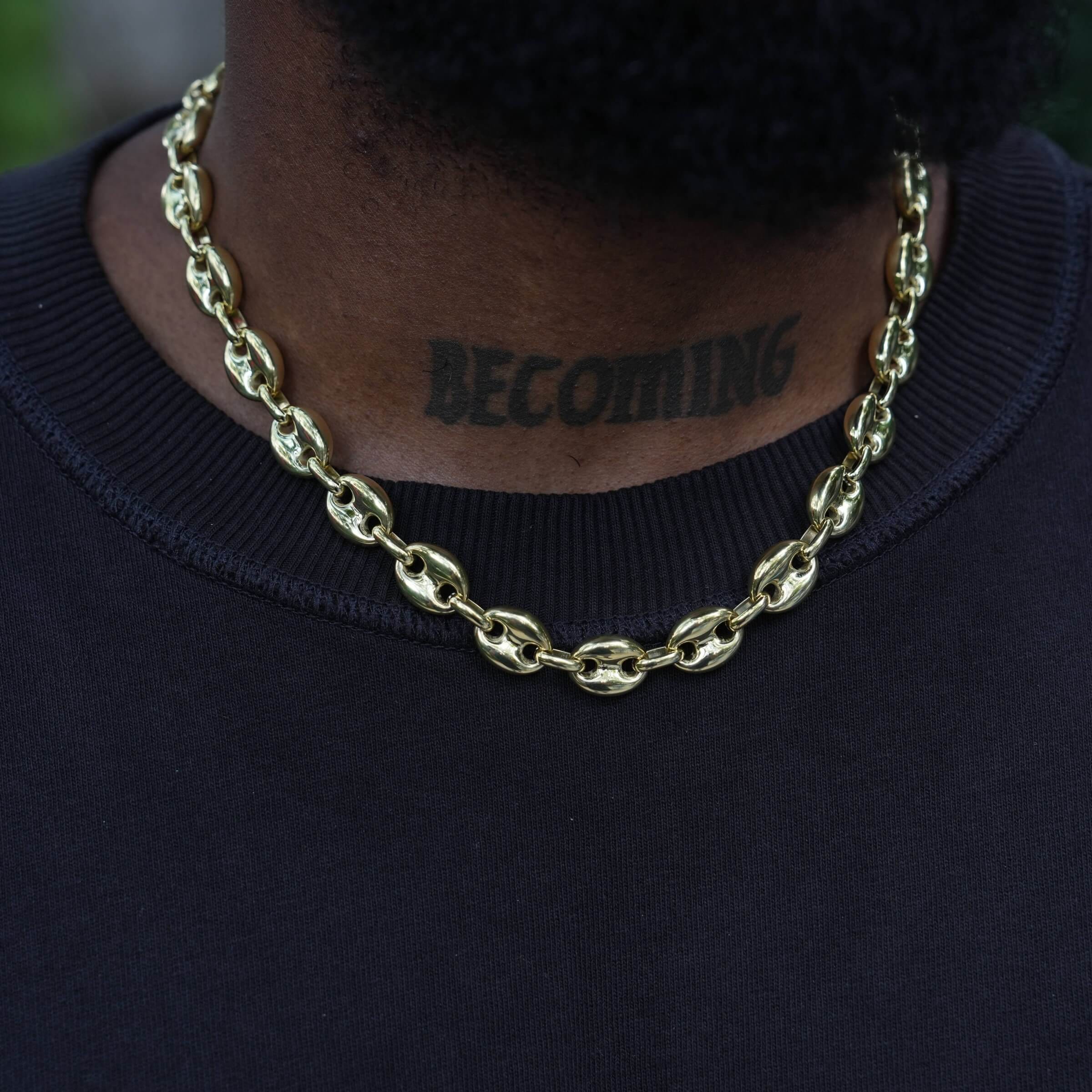 GLD Men Puffed Mariner Chain in Yellow Gold - 12 mm