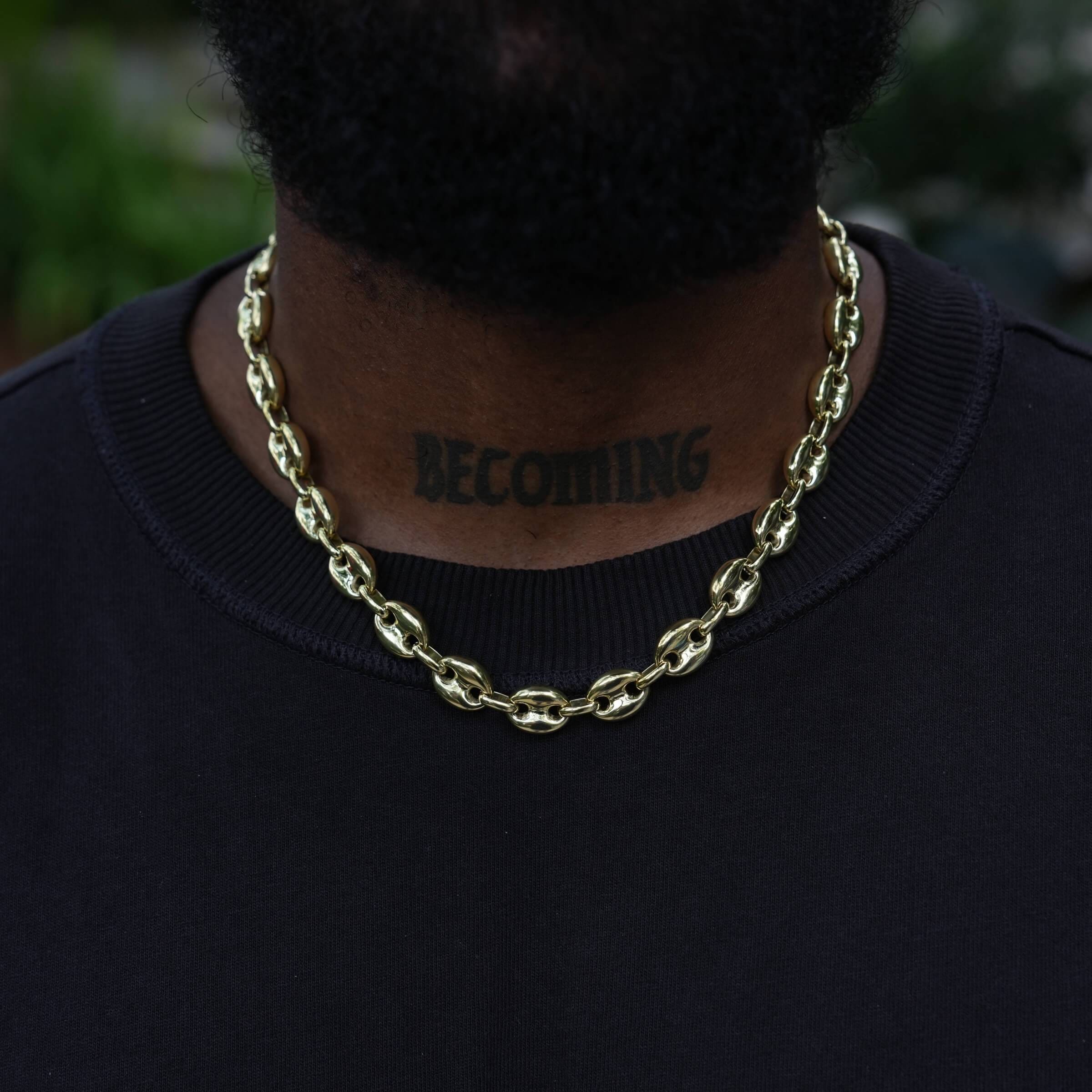 GLD Men Puffed Mariner Chain in Yellow Gold - 12 mm