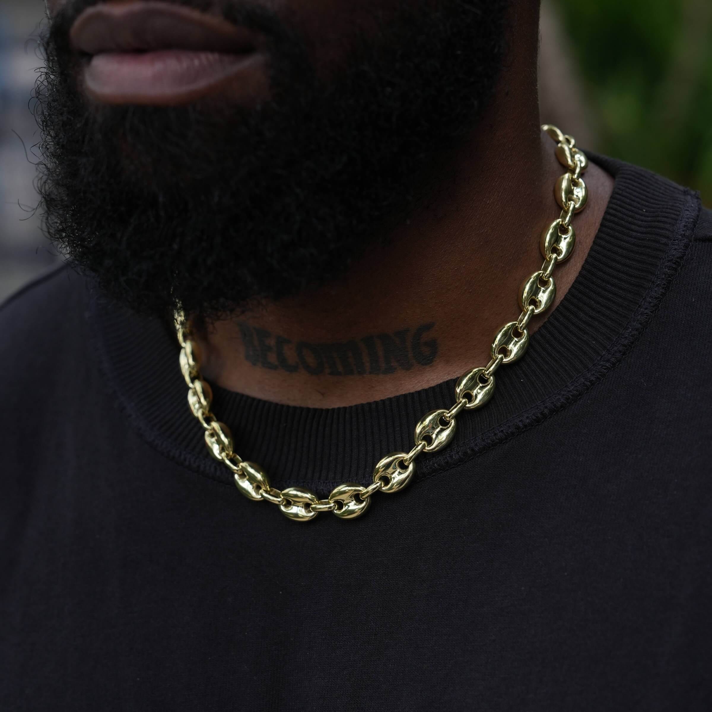GLD Men Puffed Mariner Chain in Yellow Gold - 12 mm