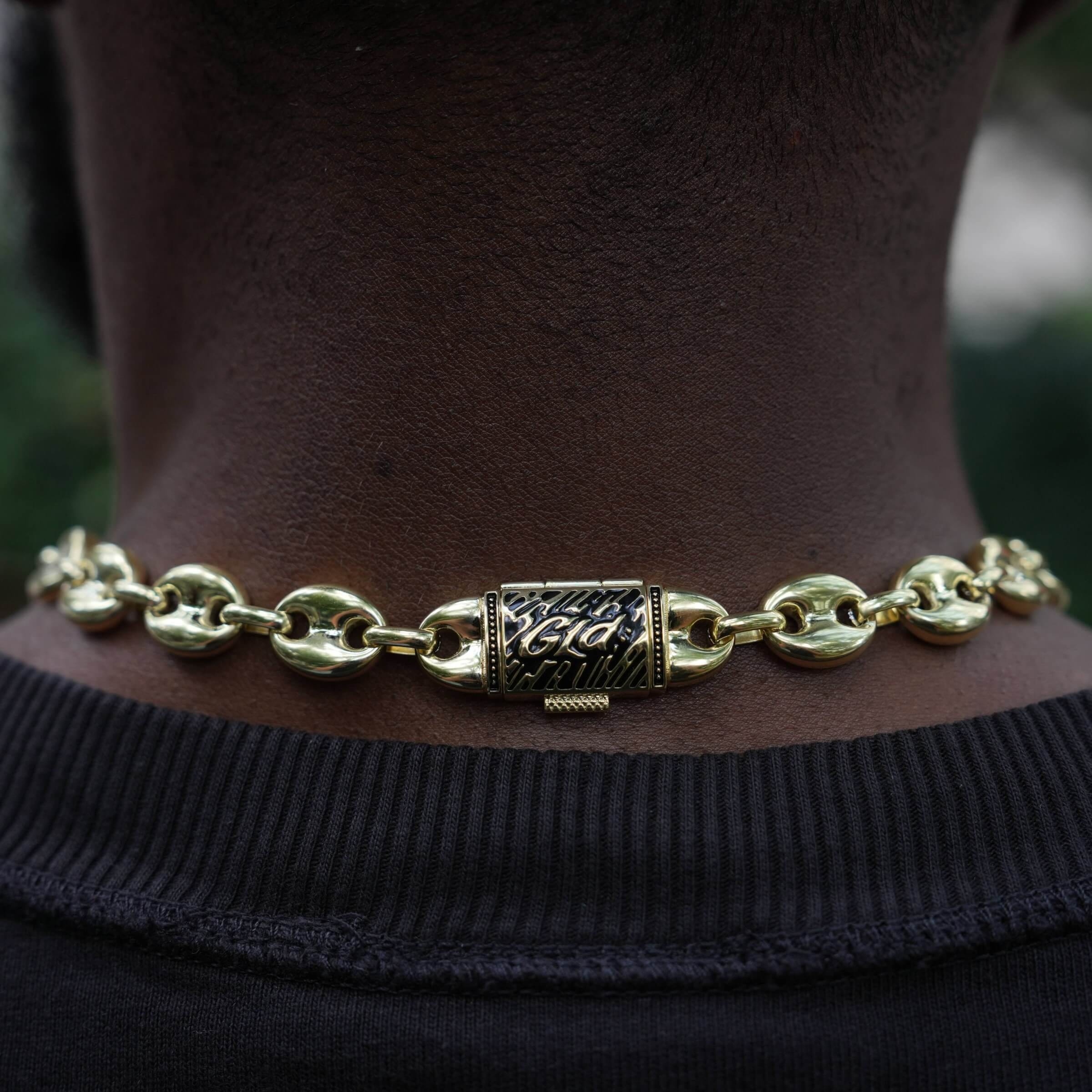 GLD Men Puffed Mariner Chain in Yellow Gold - 12 mm