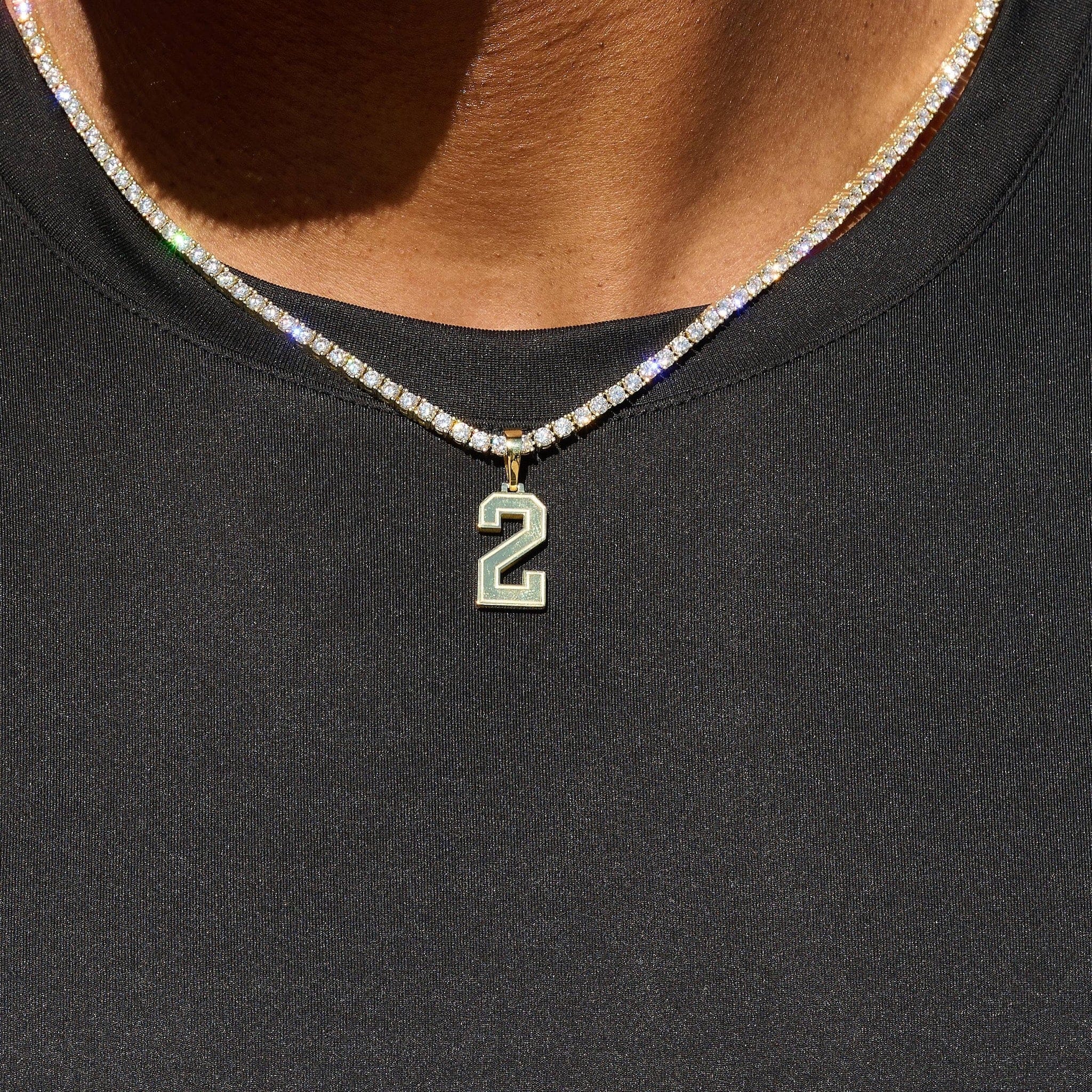 GLD Men Micro Block Number Pendant in Yellow Gold