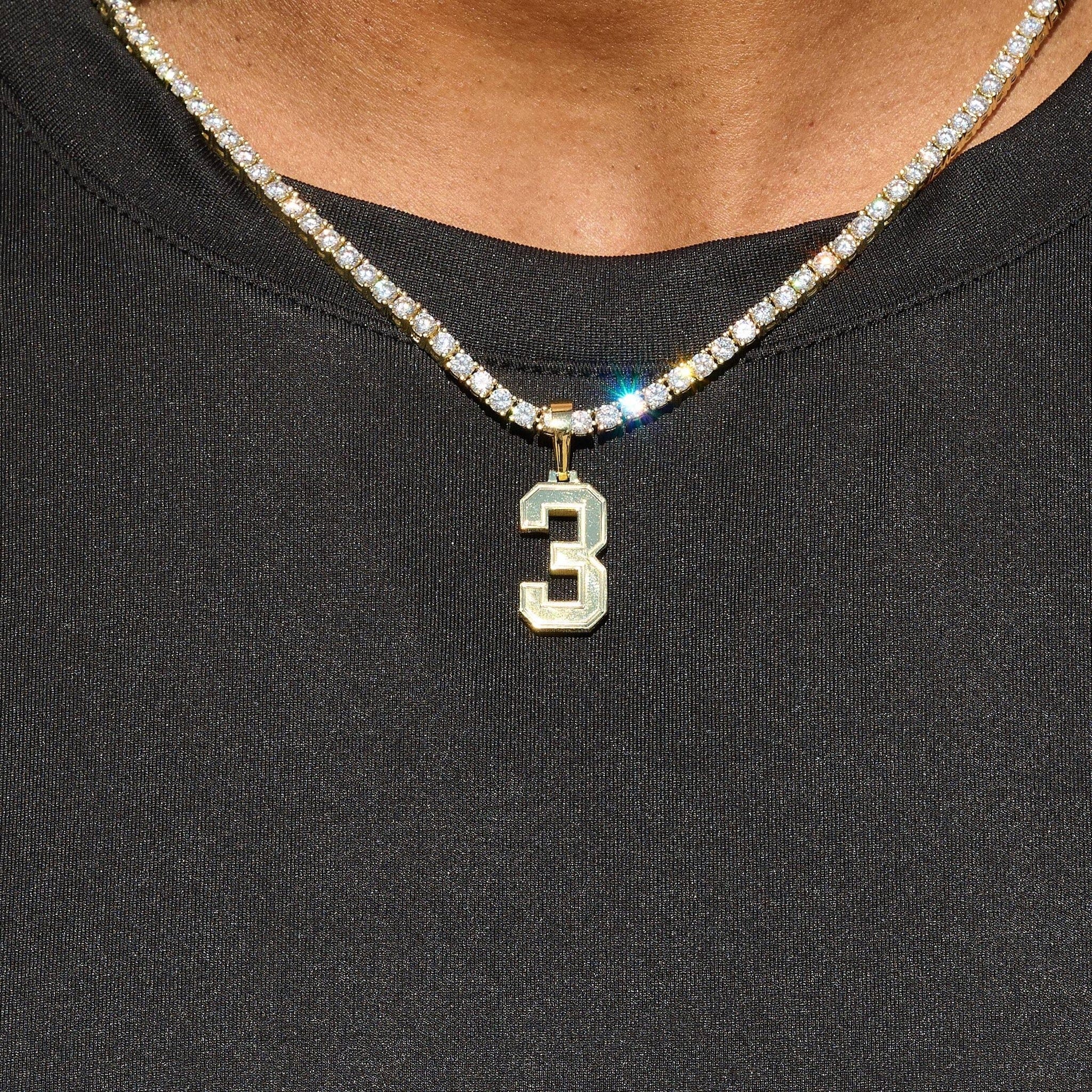 GLD Men Micro Block Number Pendant in Yellow Gold