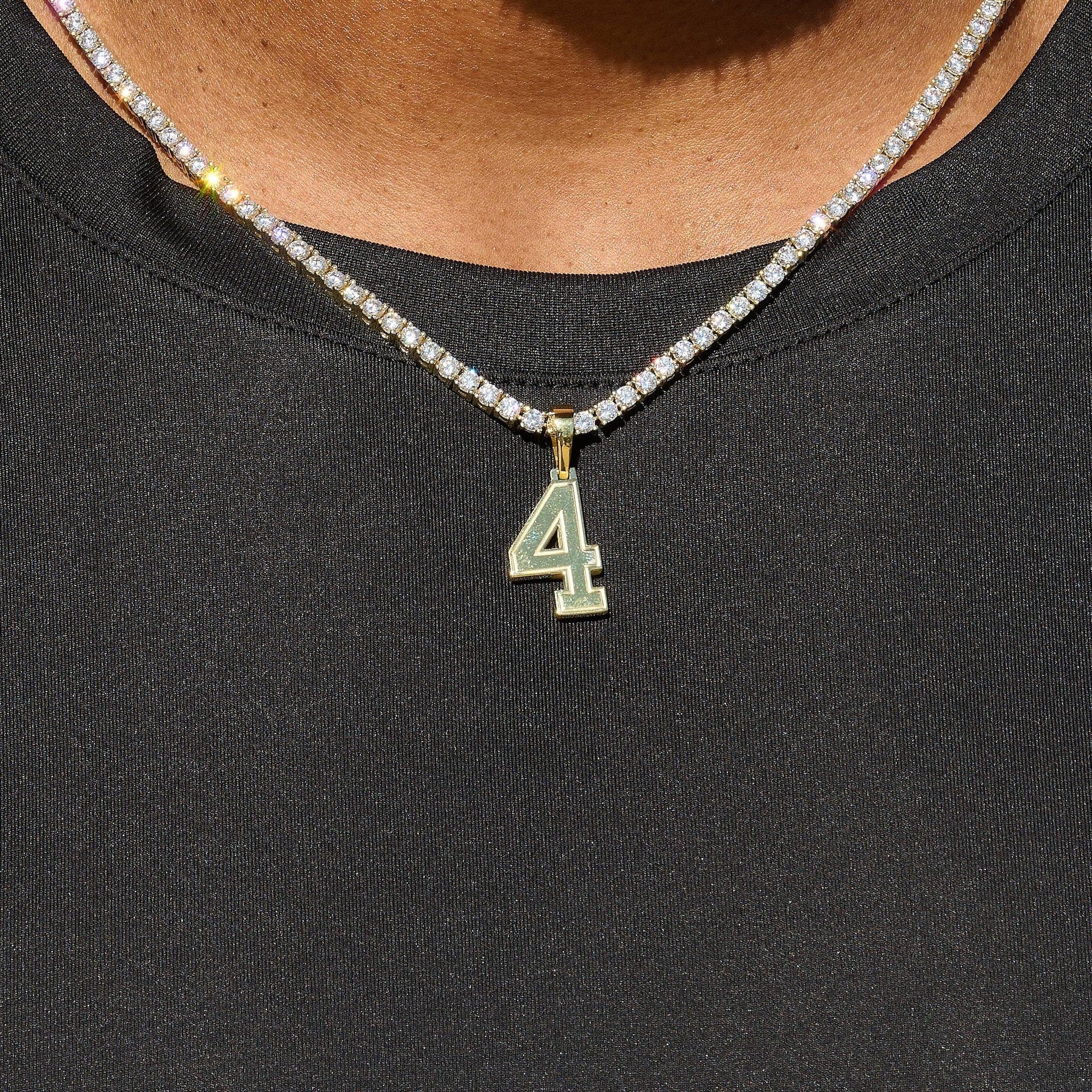 GLD Men Micro Block Number Pendant in Yellow Gold