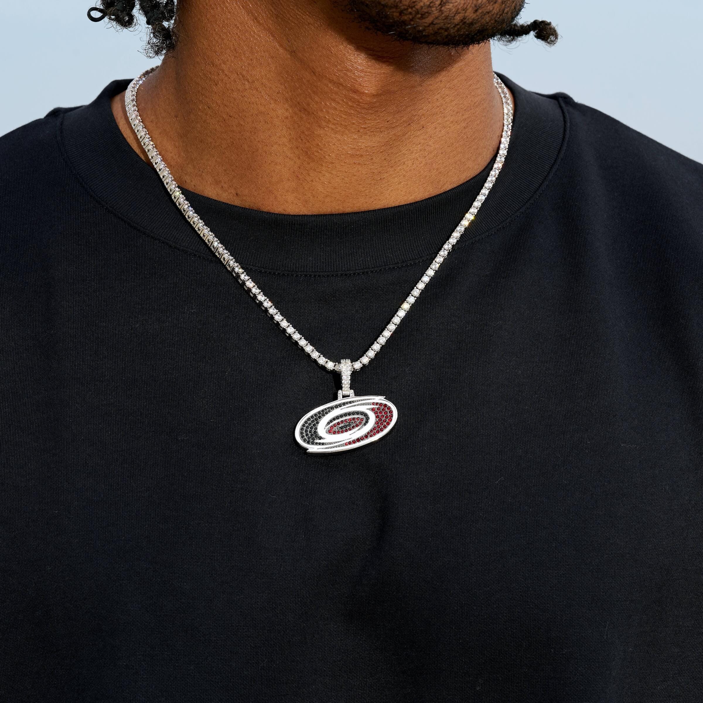 GLD Men Carolina Hurricanes Official NHL Logo Pendant in White Gold