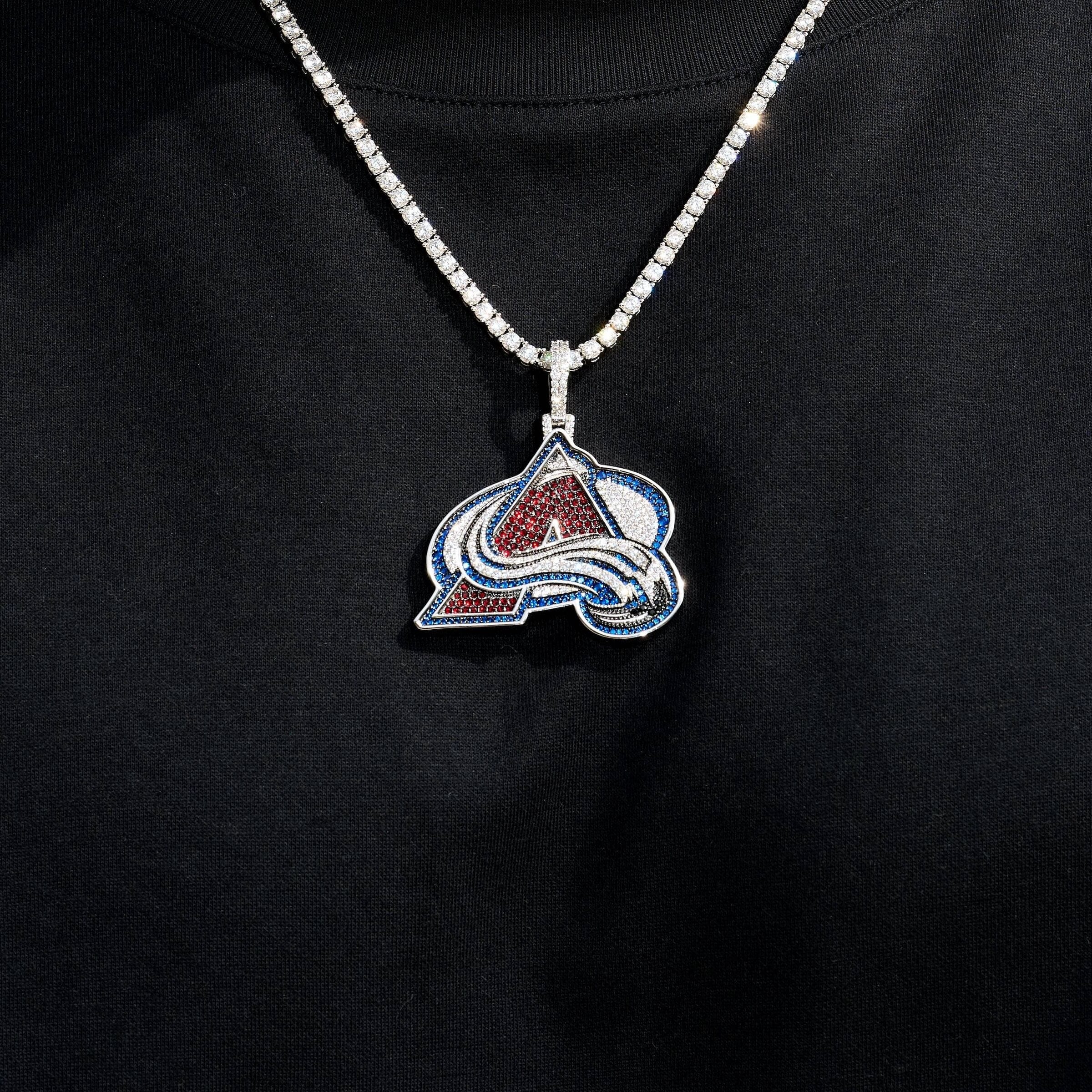 GLD Men Colorado Avalanche Official NHL Logo Pendant in White Gold