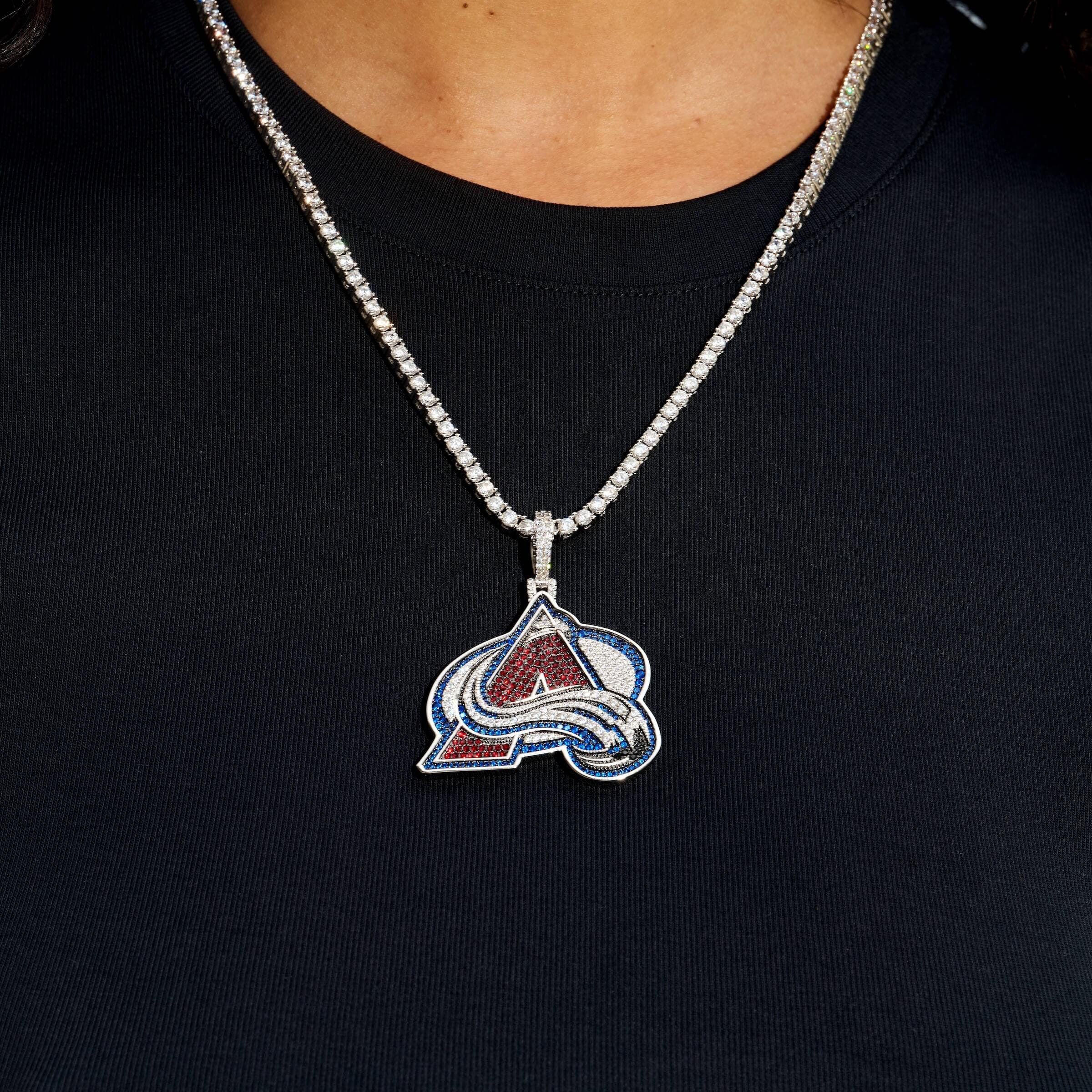 GLD Women Colorado Avalanche Official NHL Logo Pendant in White Gold
