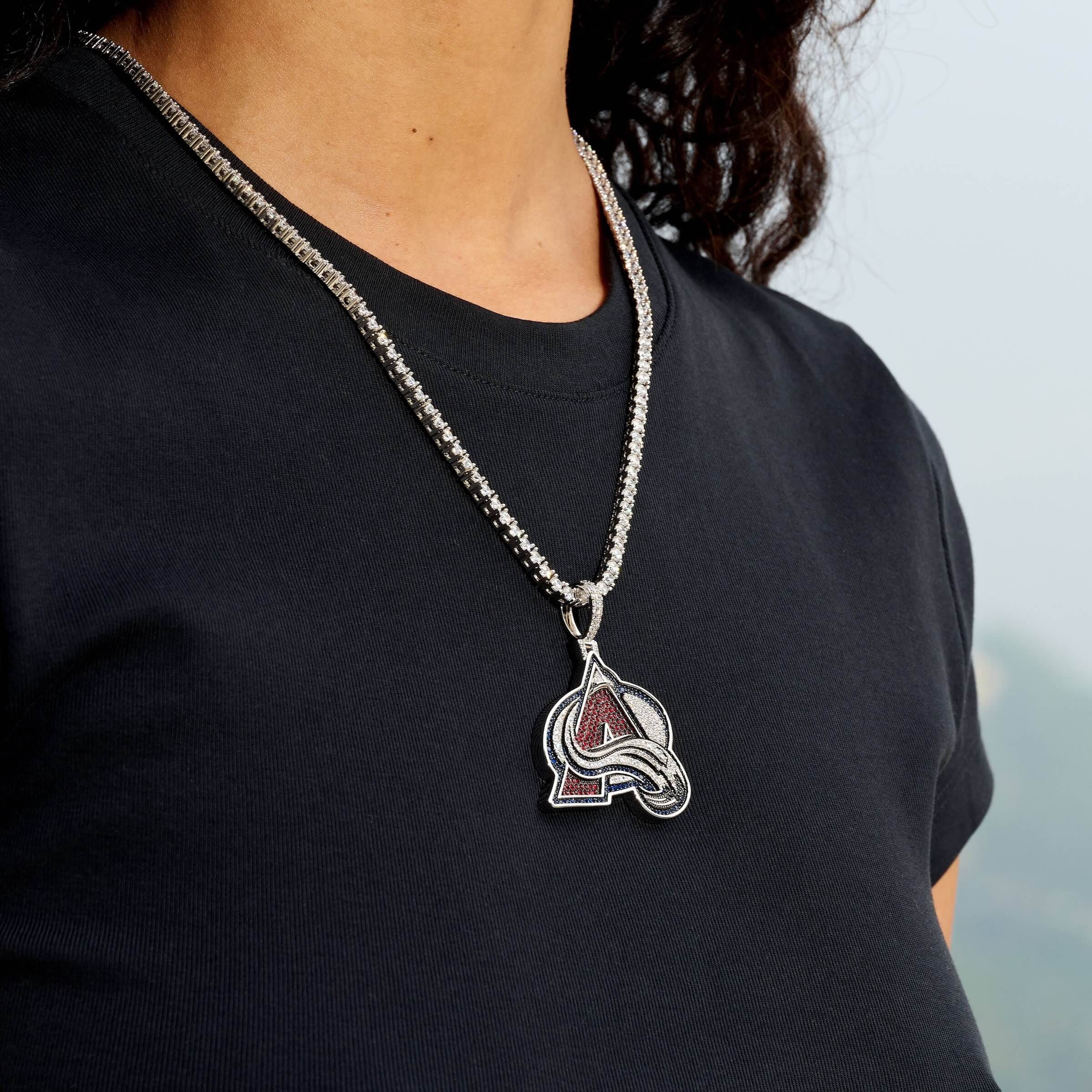 GLD Women Colorado Avalanche Official NHL Logo Pendant in White Gold