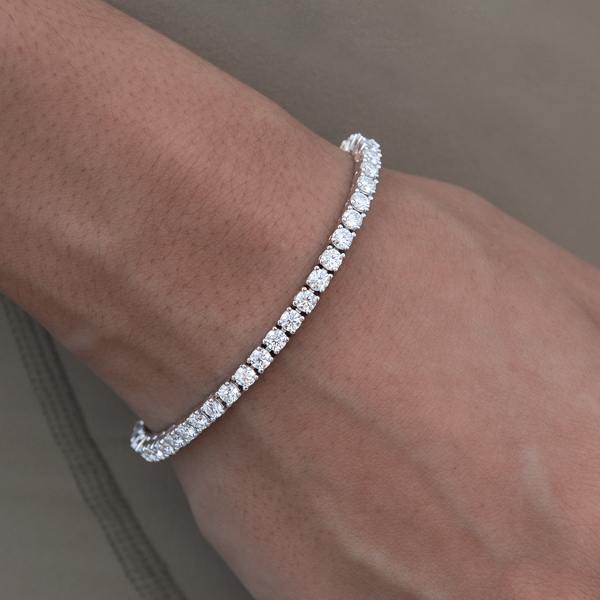 GLD Women Women's Moissanite Diamond Tennis Bracelet in White Gold Vermeil - 3 mm