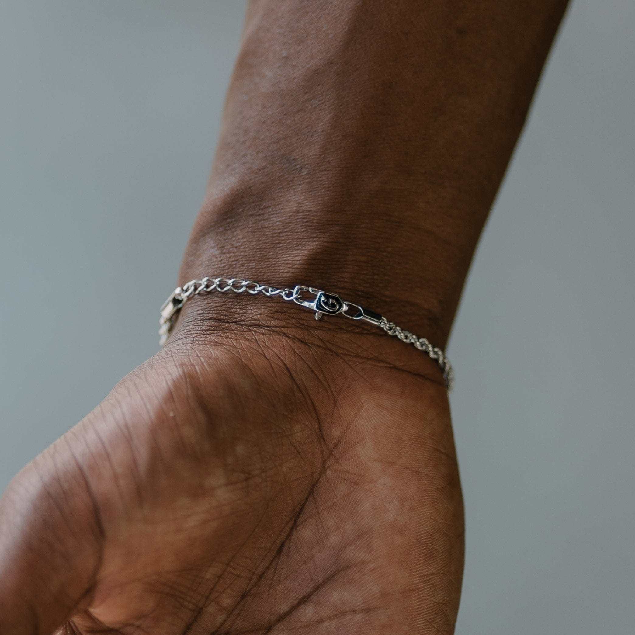 GLD Men Rope Bracelet in White Gold (Adjustable) - 2 mm