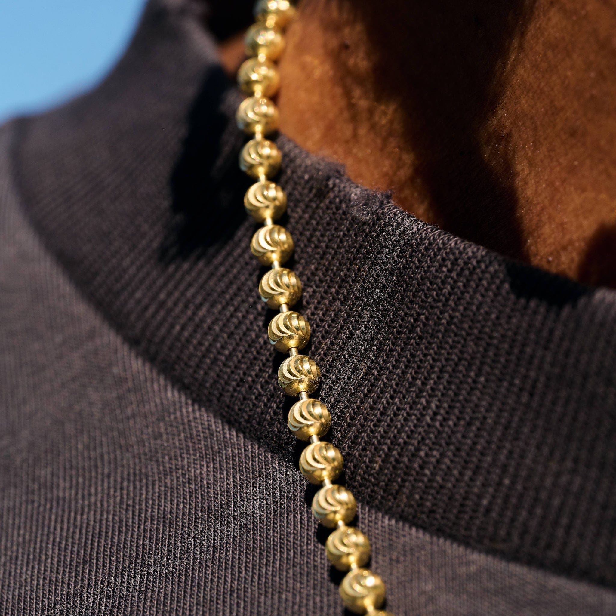 GLD Men Moon Cut Ball Chain in Yellow Gold Vermeil - 4 mm