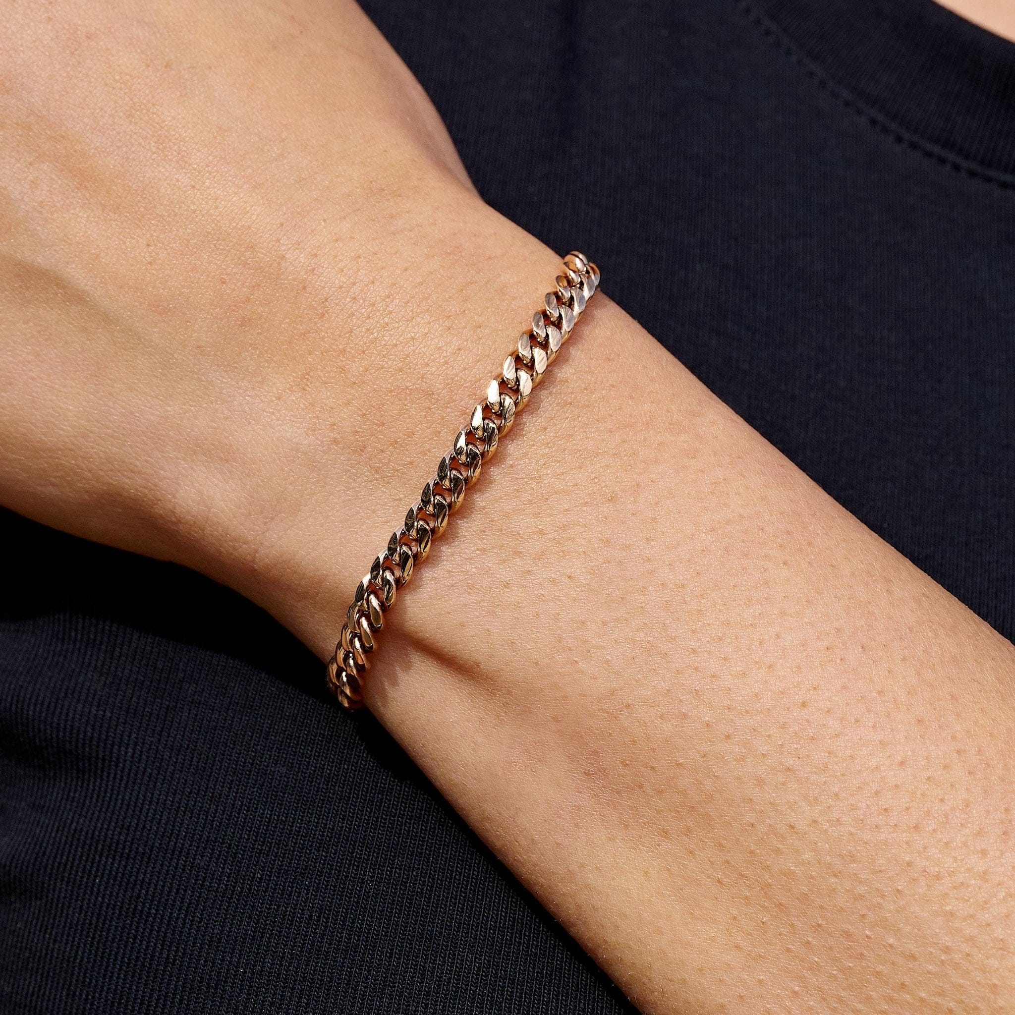 GLD Women Miami Cuban Chain Bracelet in Rose Gold - 5 mm