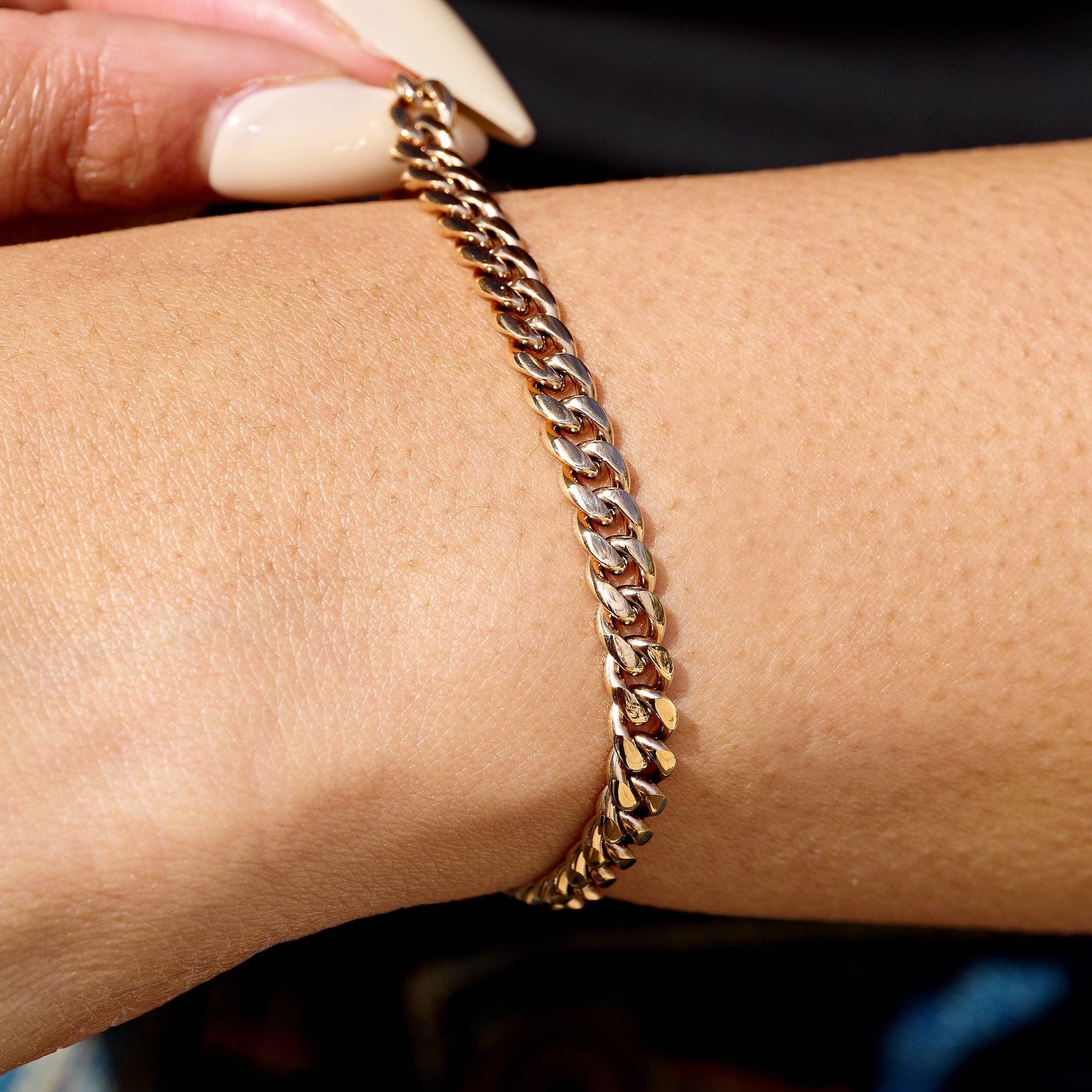 GLD Women Miami Cuban Chain Bracelet in Rose Gold - 5 mm