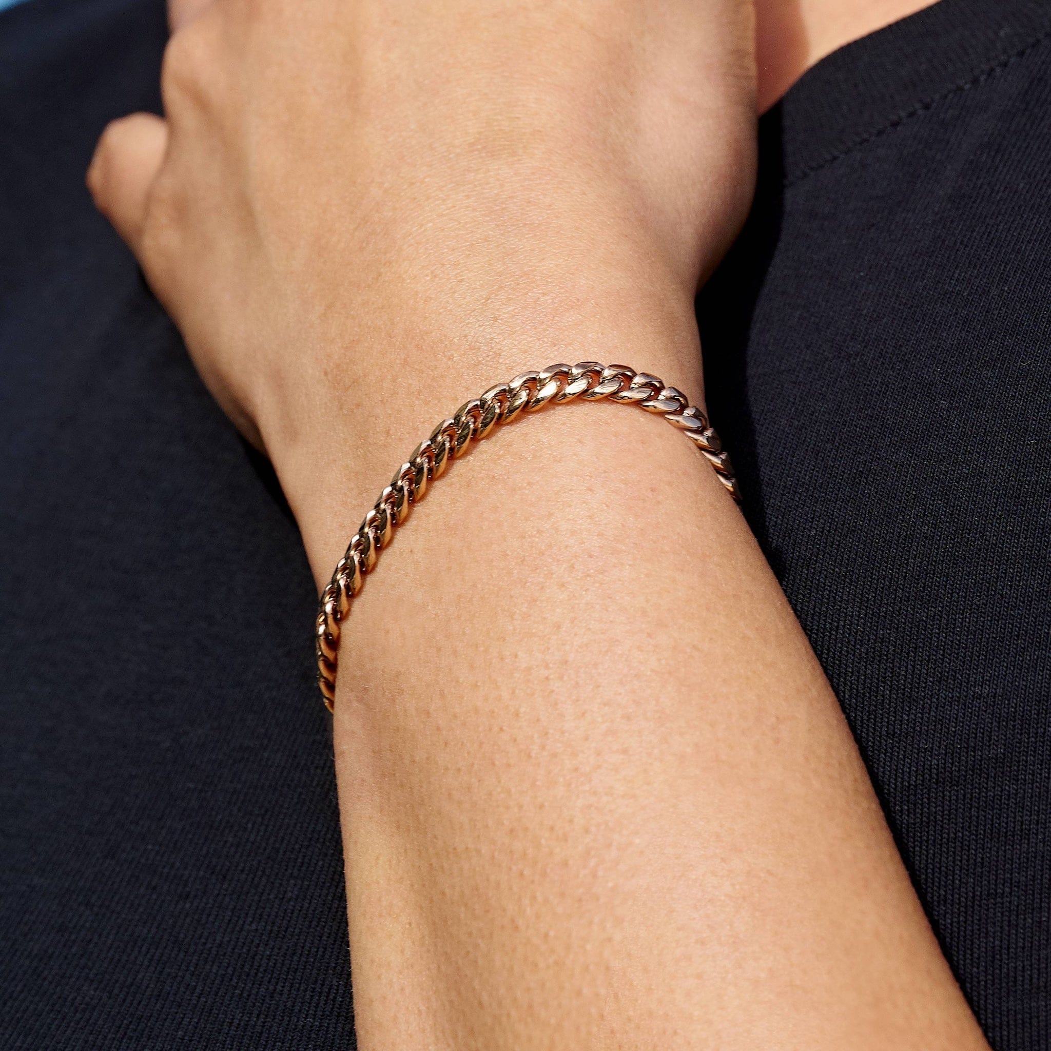 GLD Women Miami Cuban Chain Bracelet in Rose Gold - 5 mm
