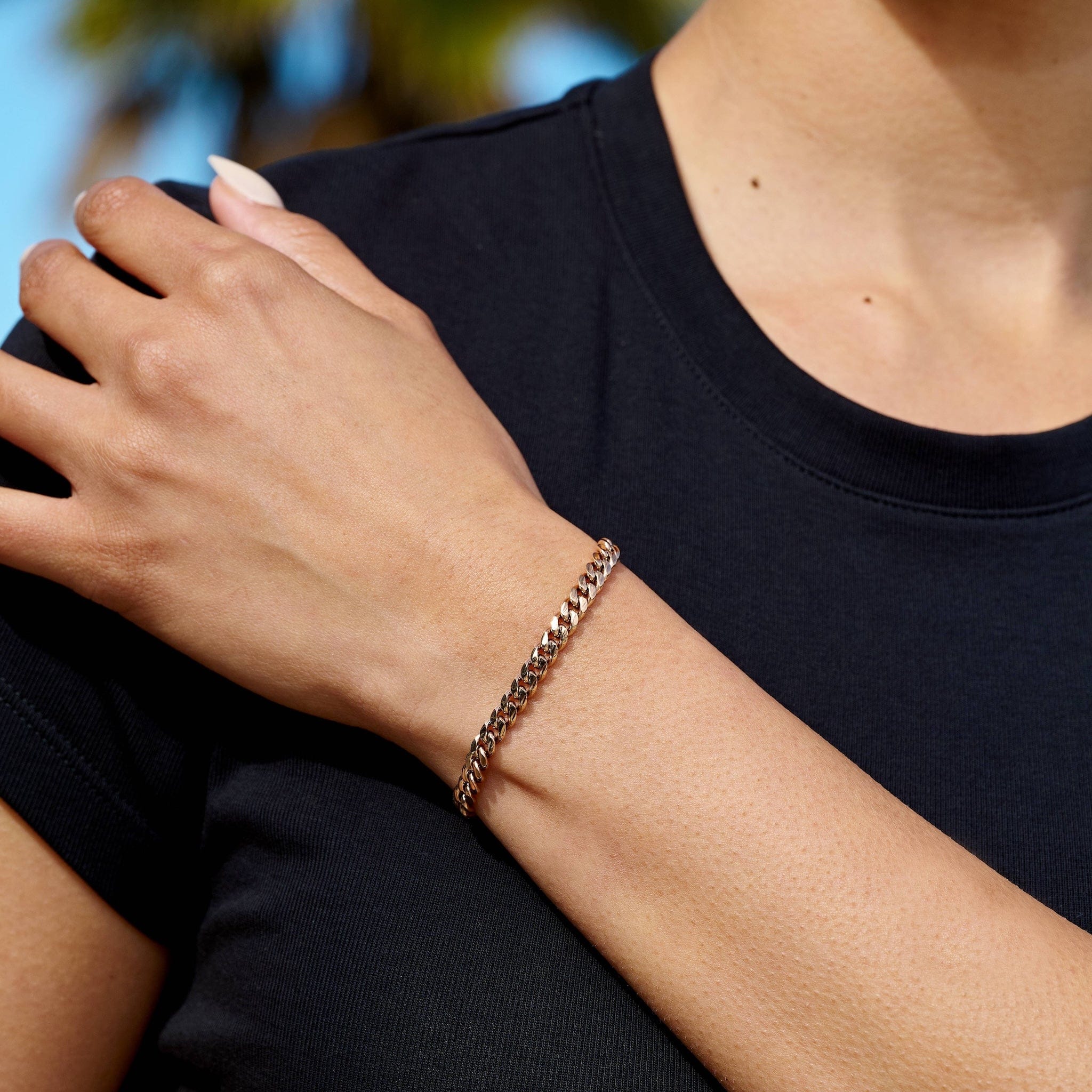 GLD Women Miami Cuban Chain Bracelet in Rose Gold - 5 mm