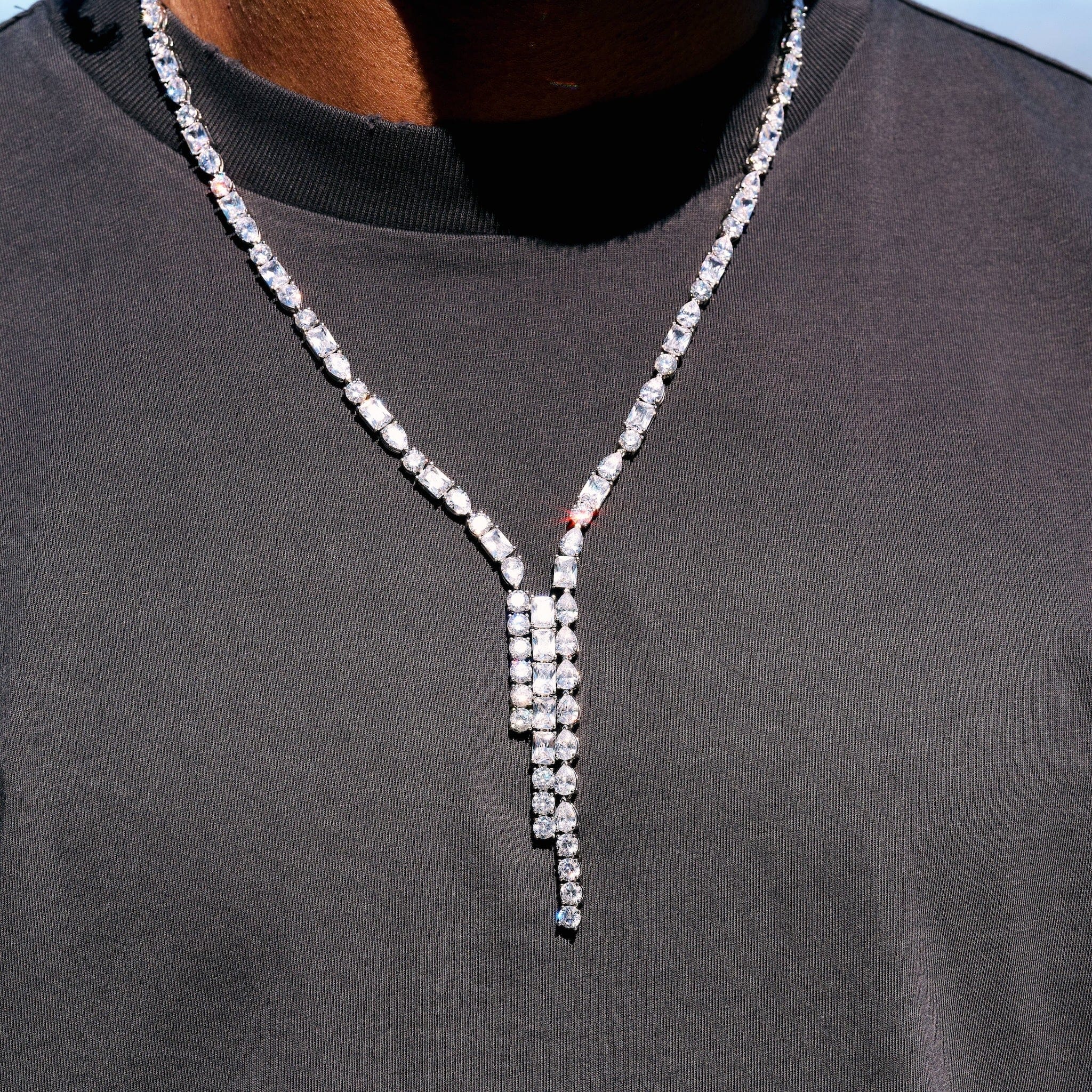GLD Men Diamond Mixed Stone Lariat in White Gold