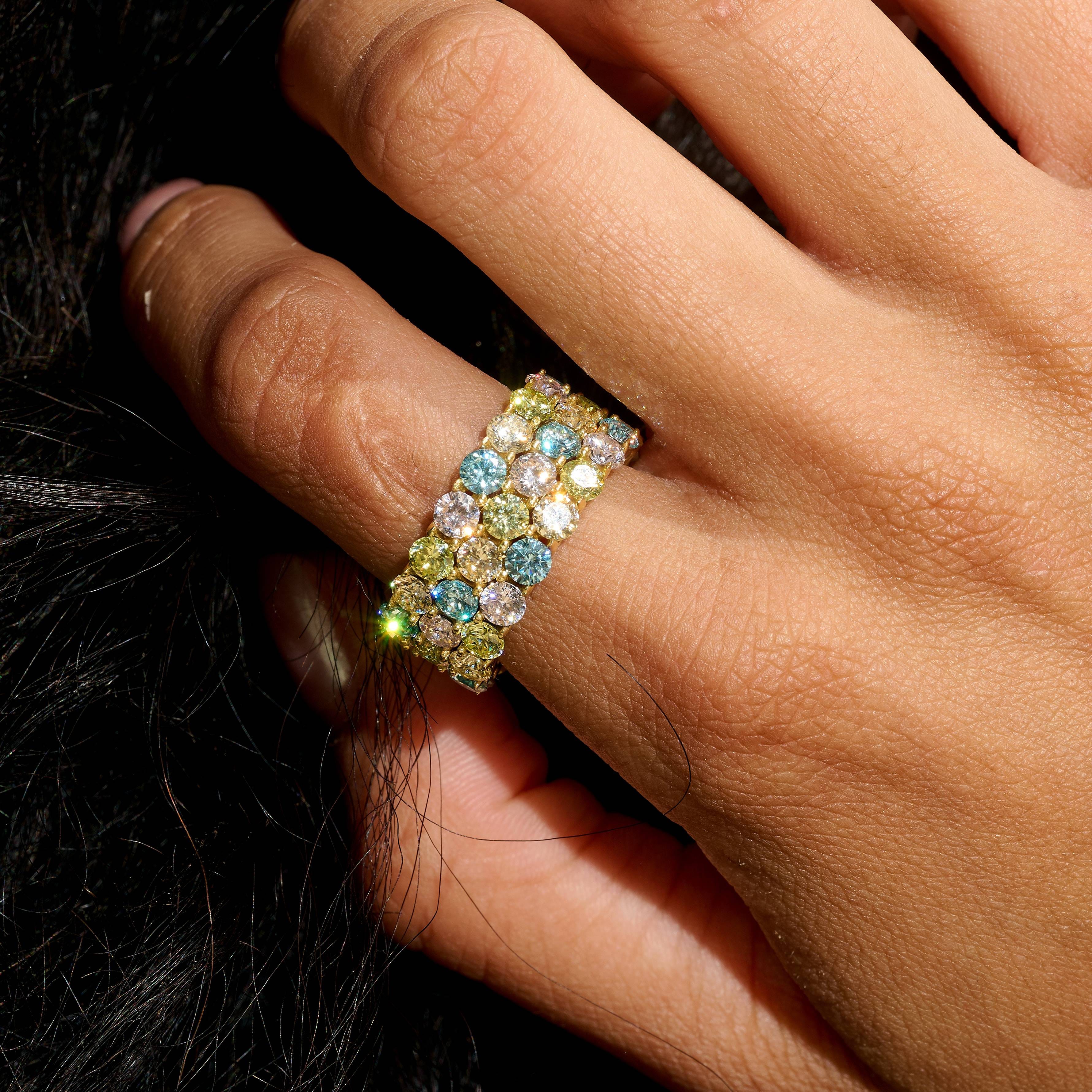 GLD Women Multicolor Stacked Eternity Ring in Yellow Gold Vermeil