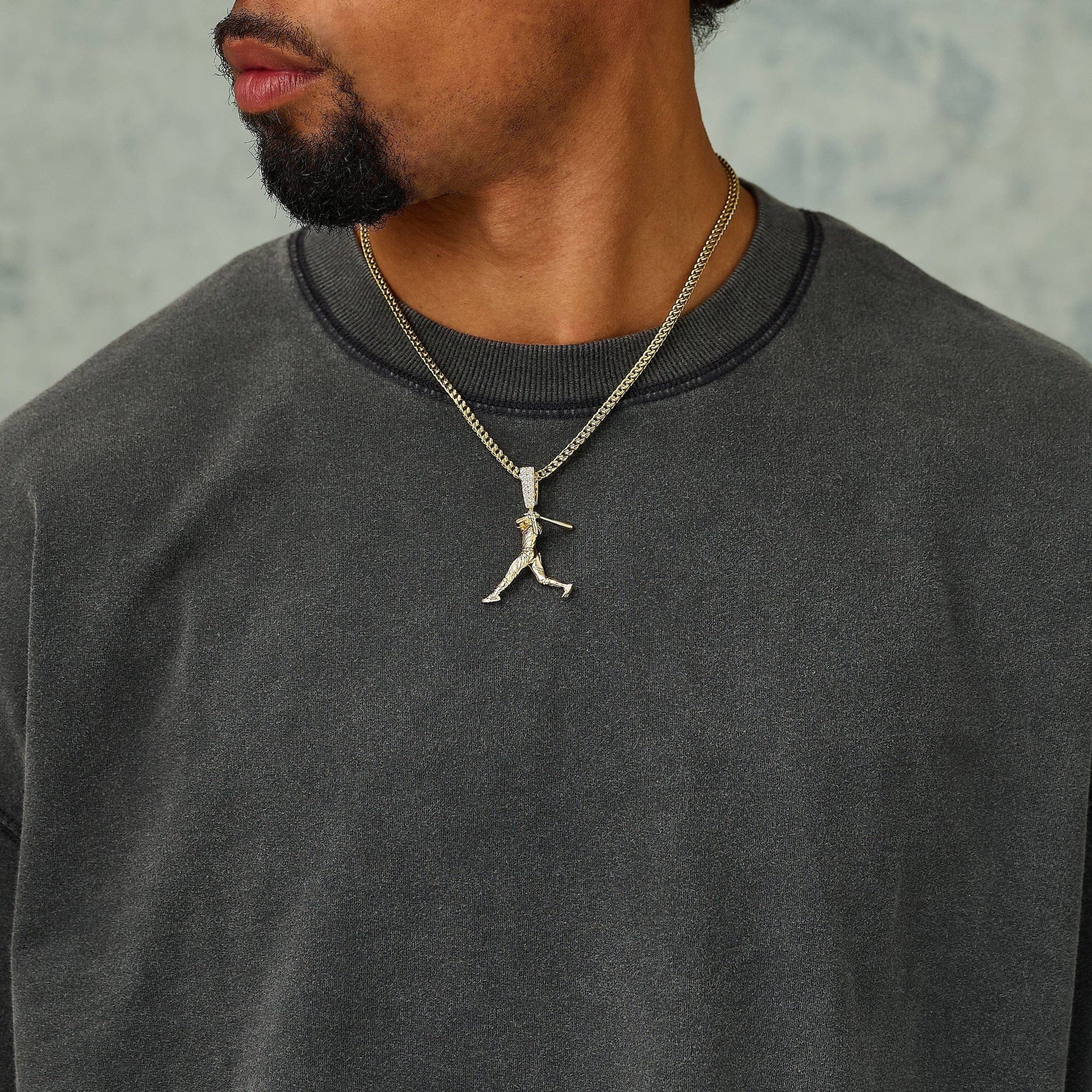 GLD Men Atlanta Braves Acuna Official MLBPA Polished Batting Pendant in Yellow Gold