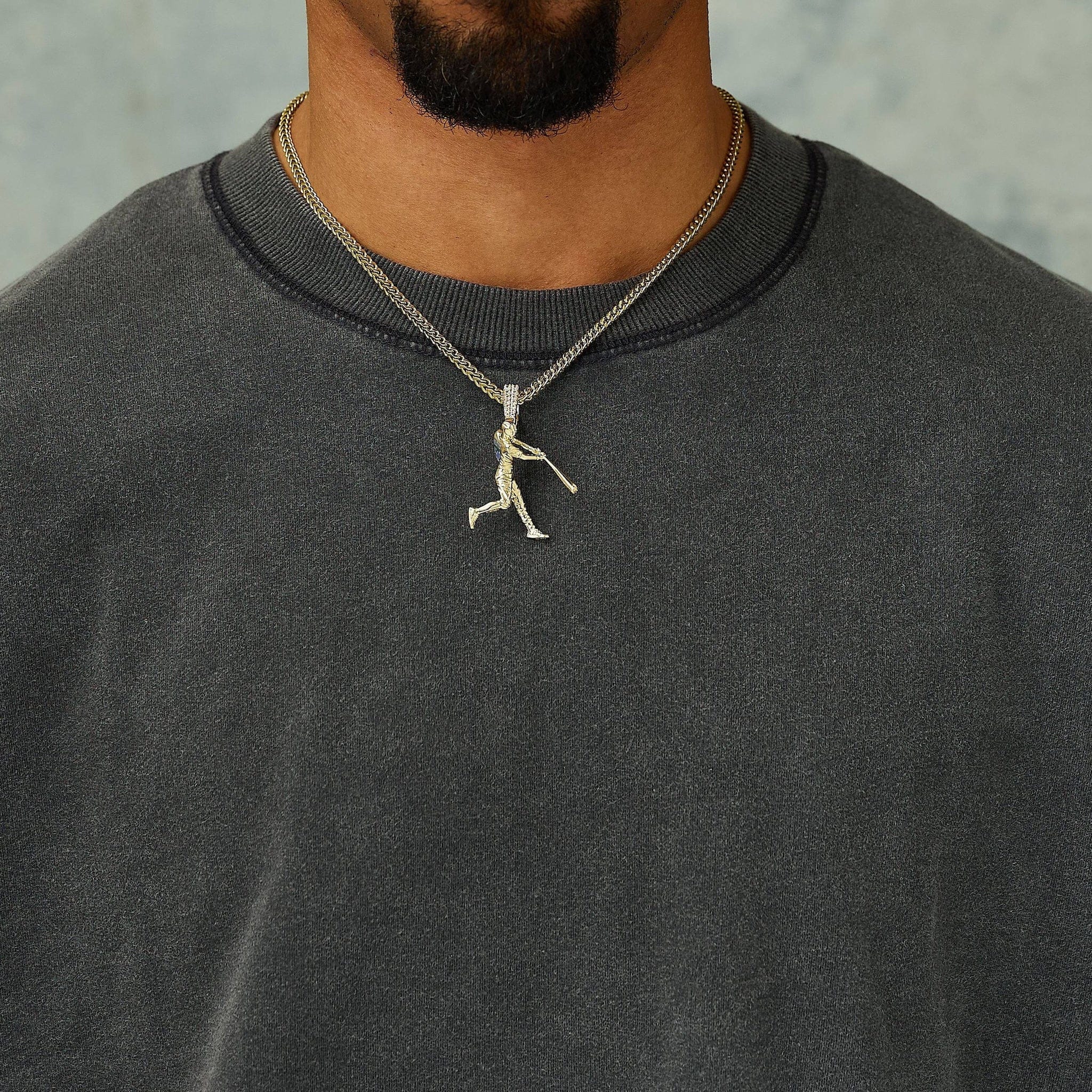 GLD Men Los Angeles Dodgers Betts Official MLBPA Polished Batting Pendant in Yellow Gold