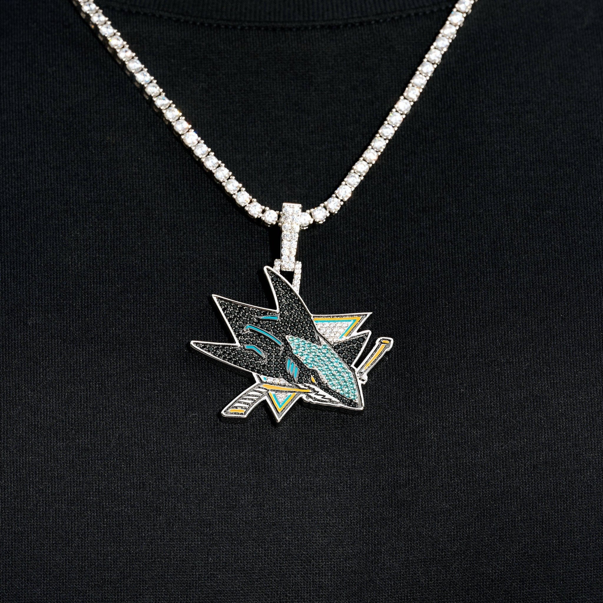 GLD Women San Jose Sharks Official NHL Logo Pendant in White Gold
