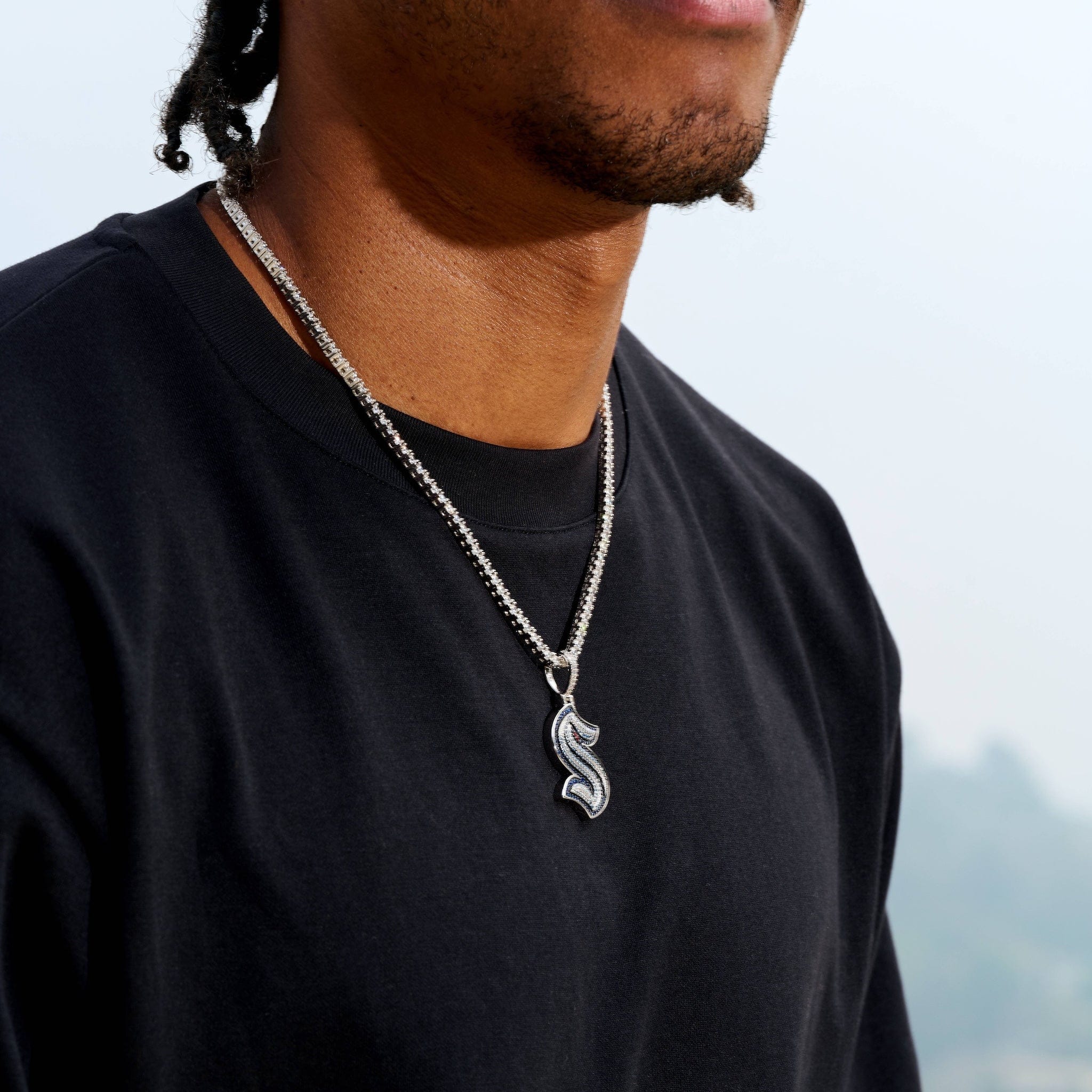 GLD Men Seattle Kraken Official NHL Logo Pendant in White Gold