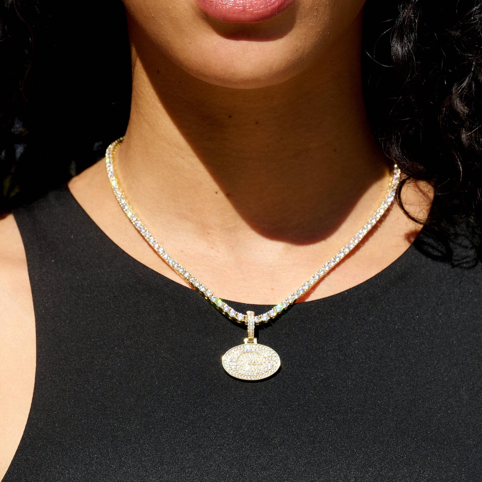 GLD Women Green Bay Packers Official NFL Micro Logo Pendant in Yellow Gold