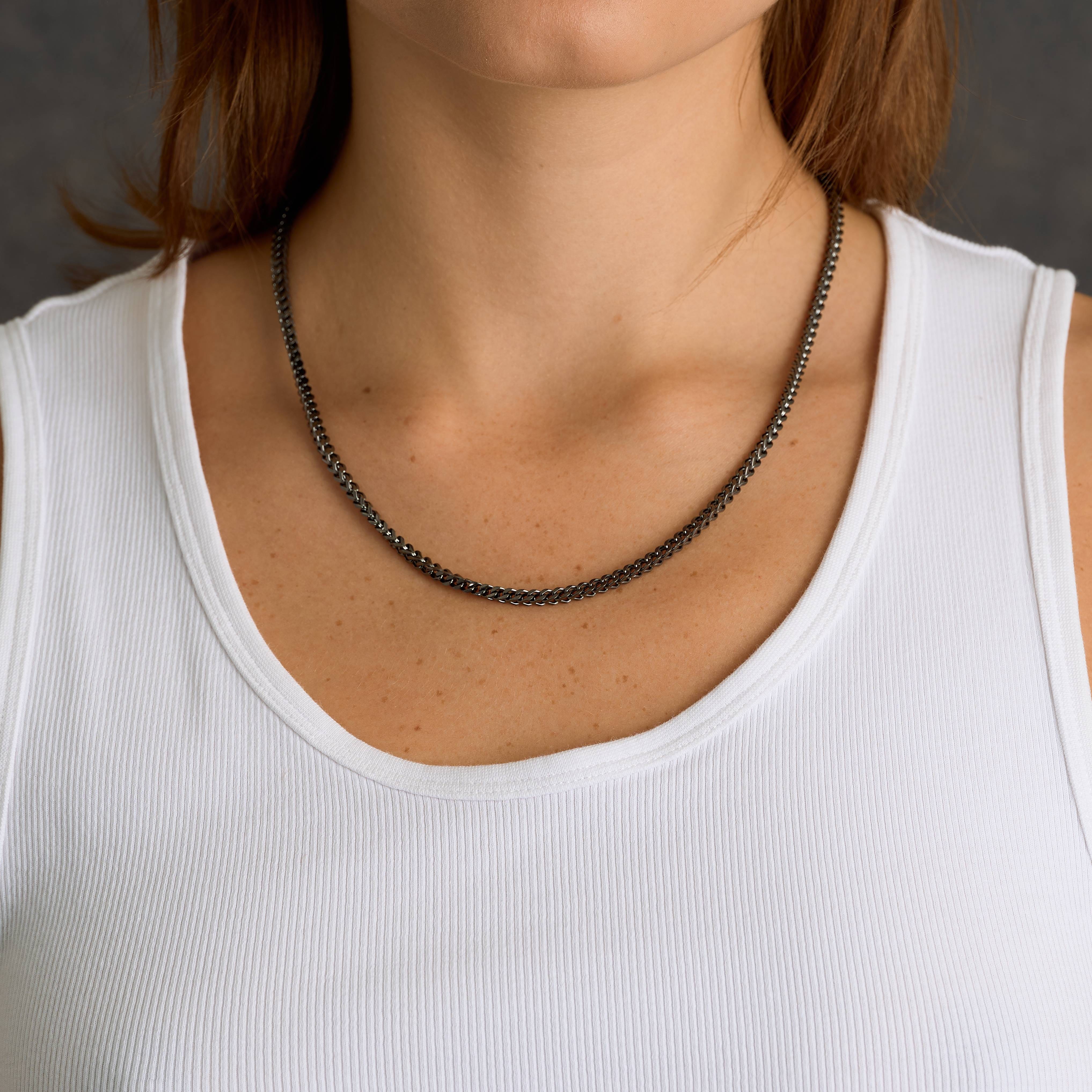 GLD PROMO SETS - WOMEN Franco Chain Necklace in Black - 3 mm