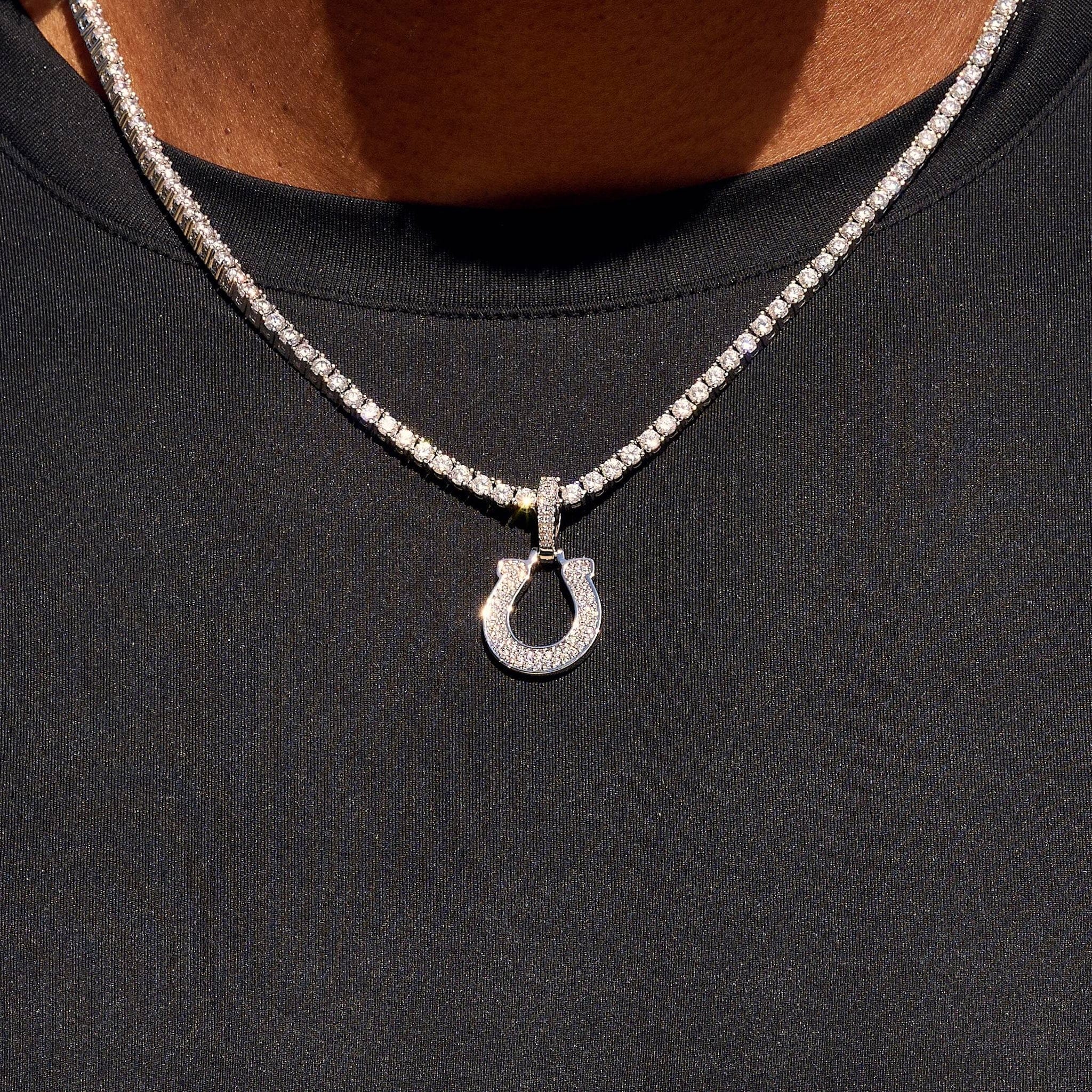 GLD Men Indianapolis Colts Official NFL Micro Logo Pendant in White Gold