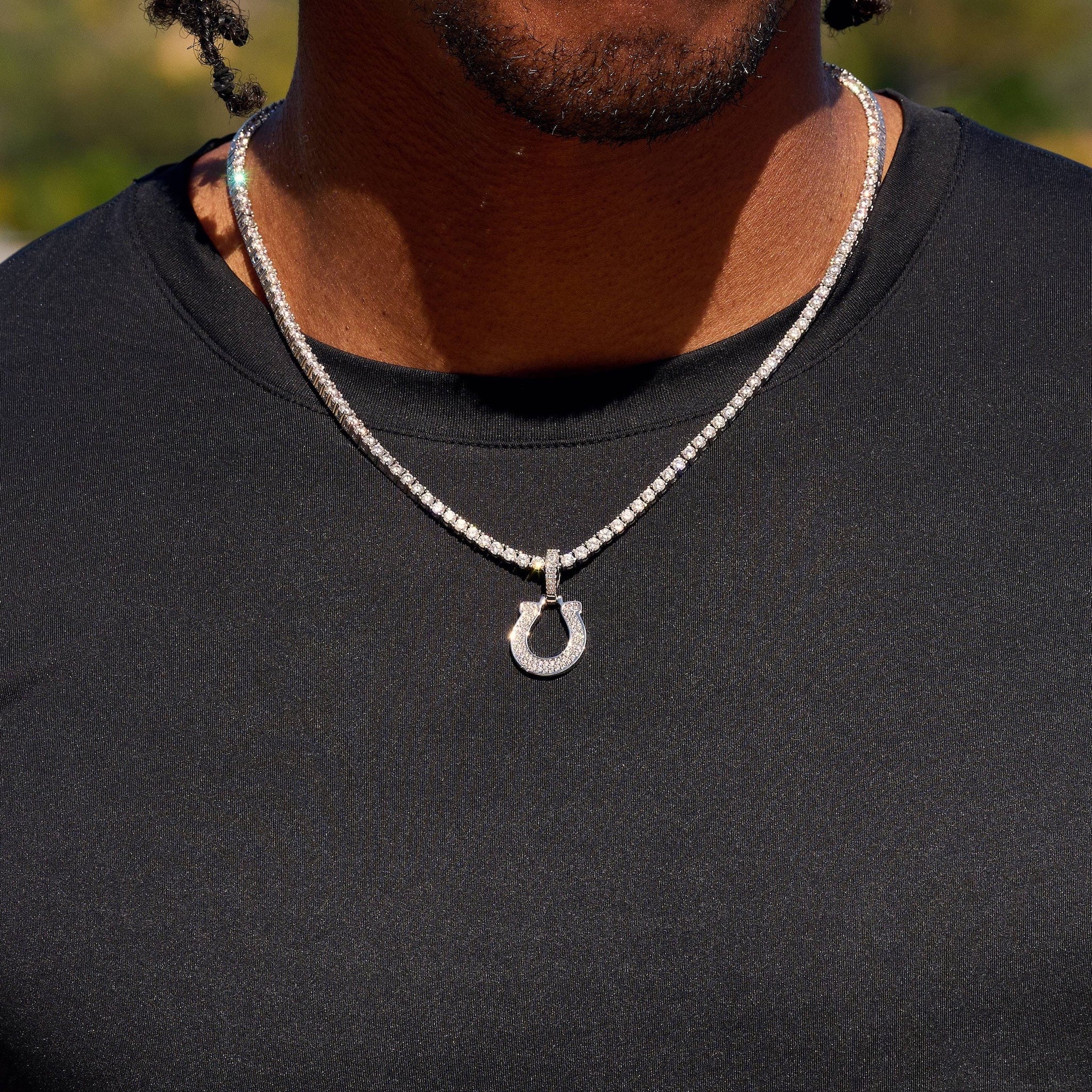 GLD Men Indianapolis Colts Official NFL Micro Logo Pendant in White Gold