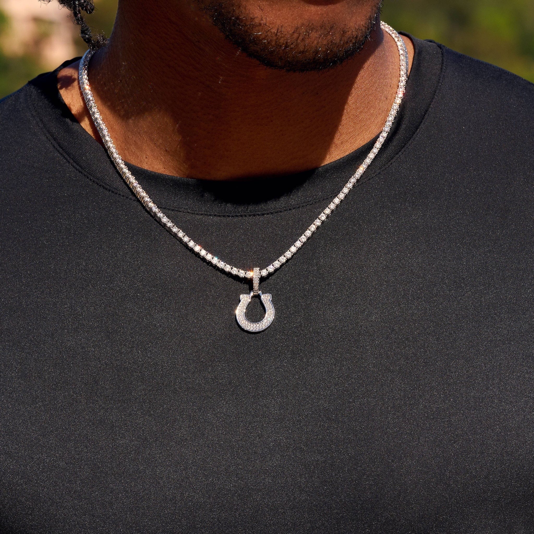 GLD Men Indianapolis Colts Official NFL Micro Logo Pendant in White Gold
