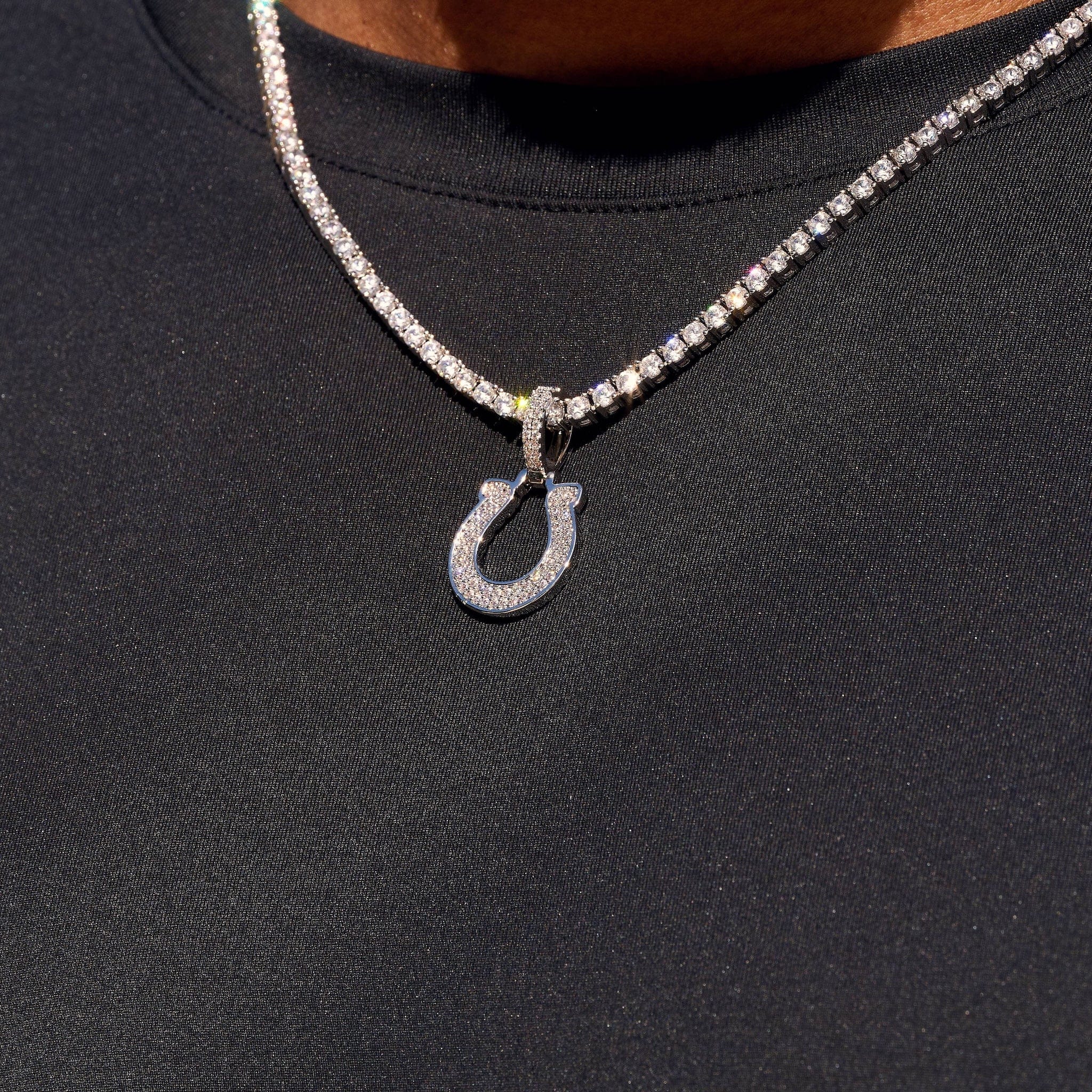 GLD Men Indianapolis Colts Official NFL Micro Logo Pendant in White Gold